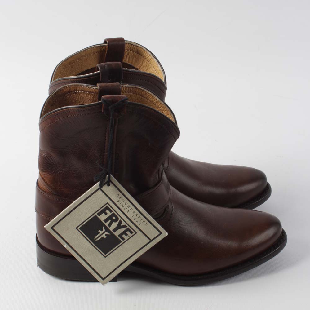 Frye Wyatt Harness Short Dark Brown Leather Bootie