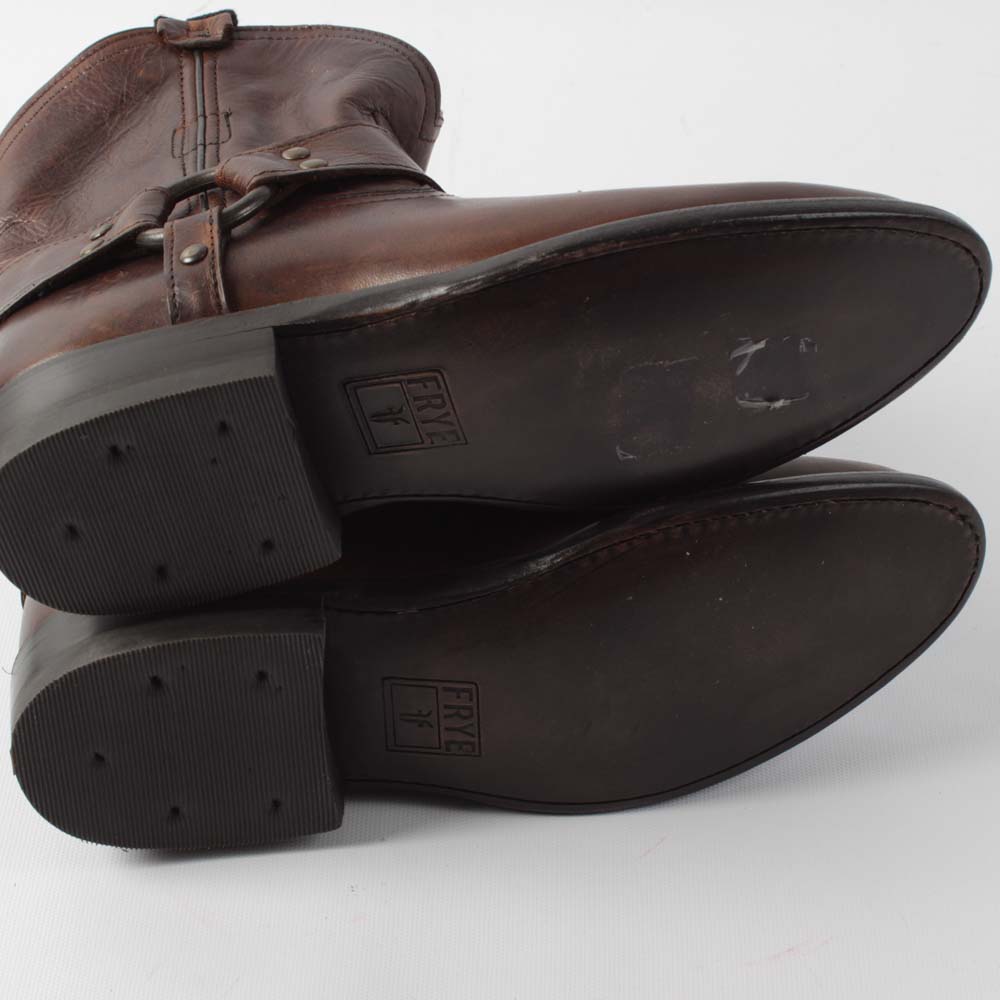 Frye Wyatt Harness Short Dark Brown Leather Bootie