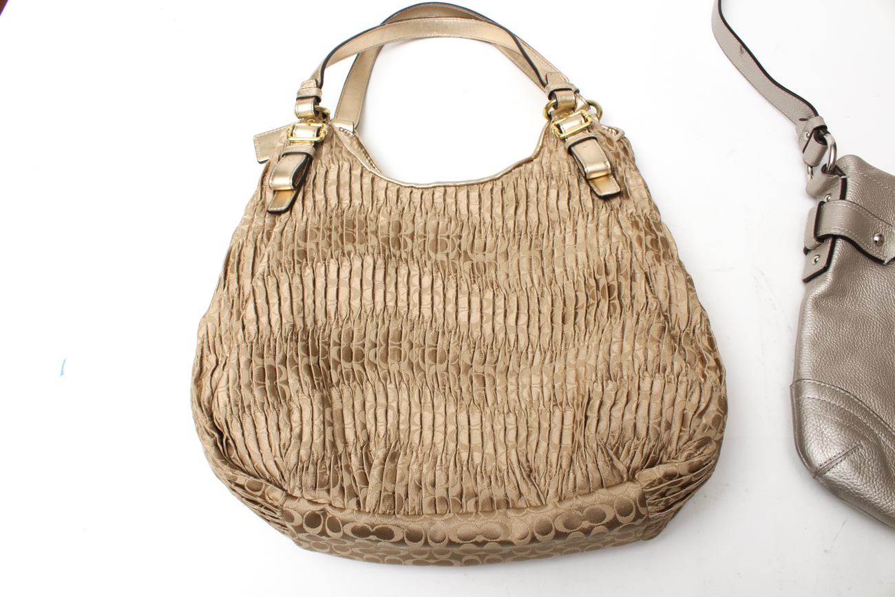 Coach Maggie Madison Signature Shoulder Bag and a Coach Metallic Duffle Bag