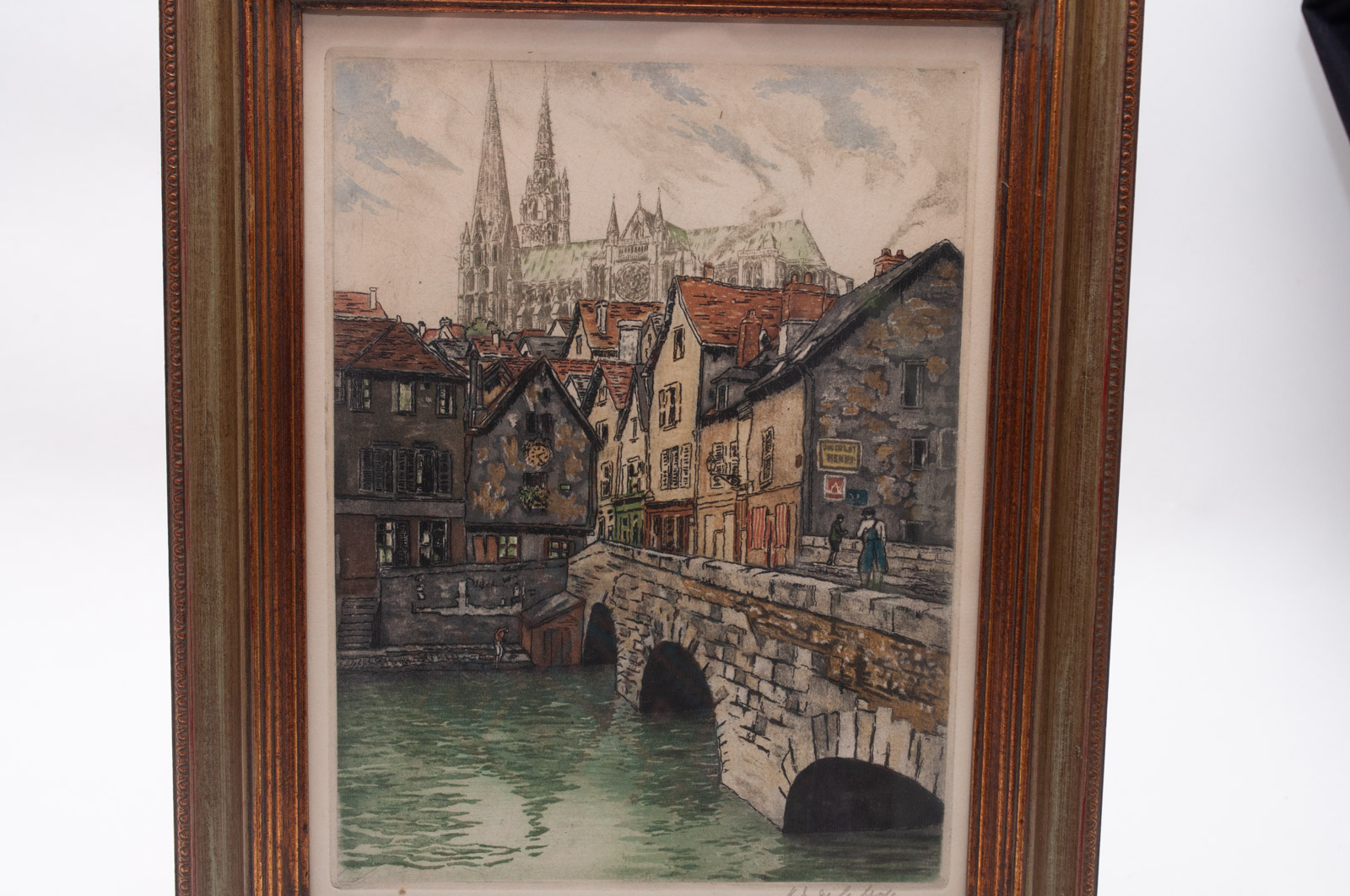 Vintage Hand Colored Etching