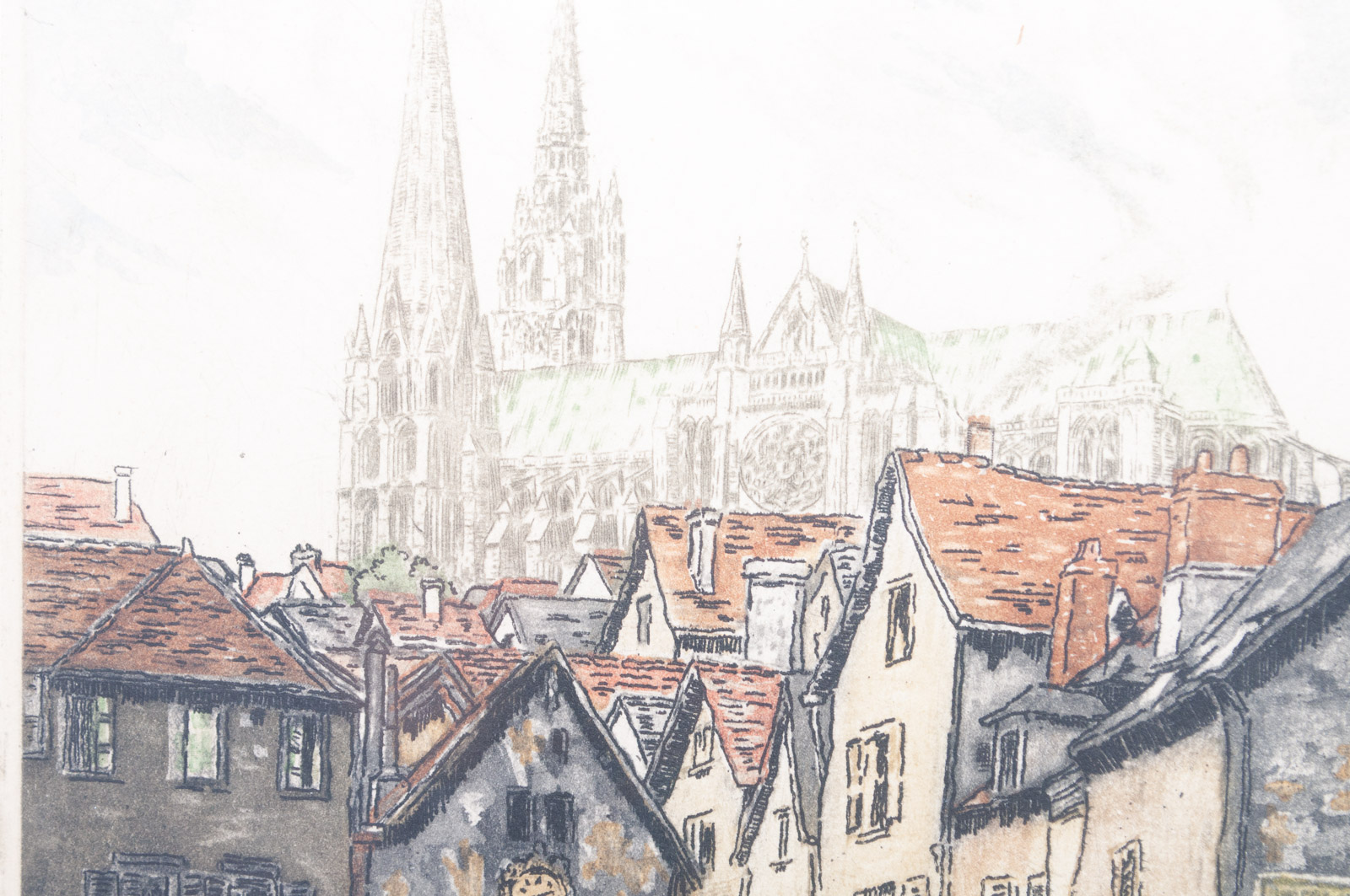 Vintage Hand Colored Etching