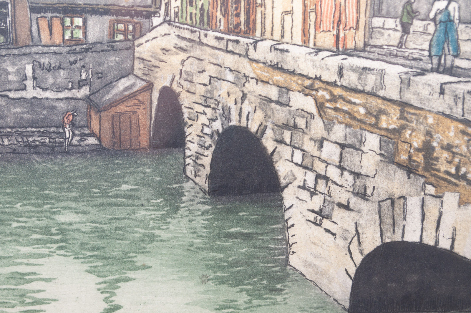 Vintage Hand Colored Etching