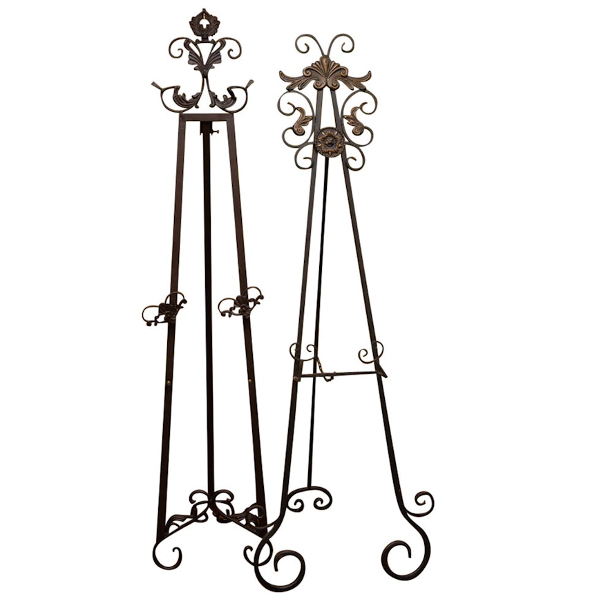 Scrolled Wrought Iron Easel Stands