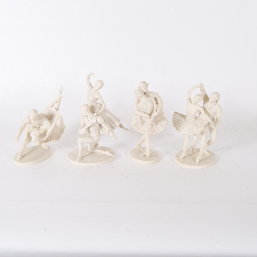 Limited Edition Franklin Mint Bisque Porcelain Ballet Figurines, Circa 1970s