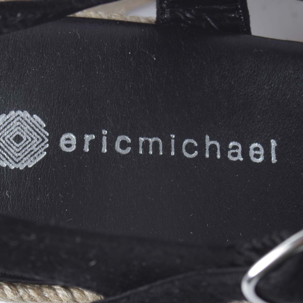 Eric Michaels Black Suede Marilyn Wedge Sandals