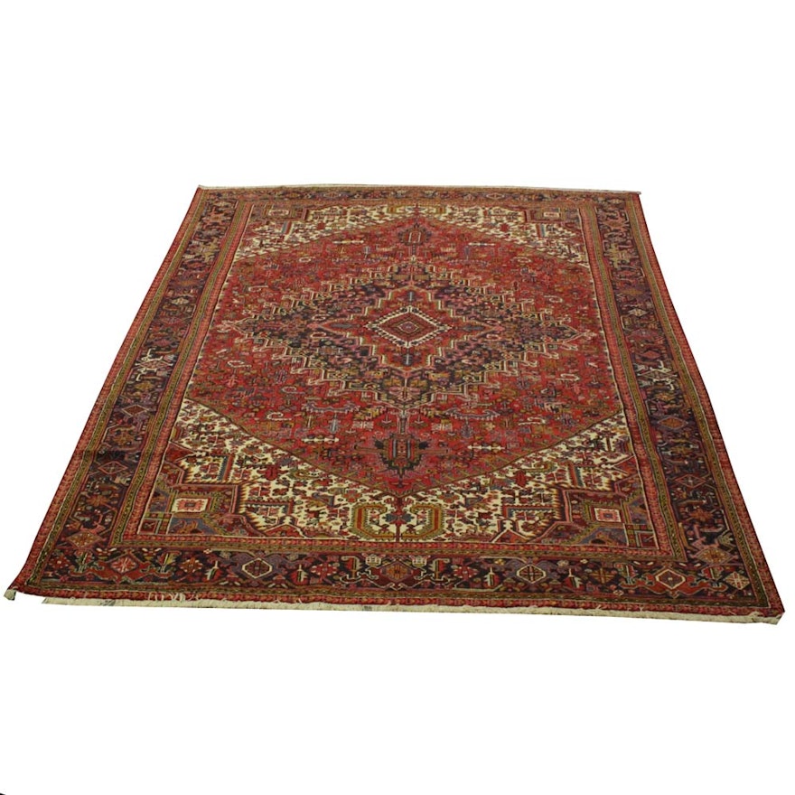 Hand-Knotted Indo Persian Heriz Wool Area Rug