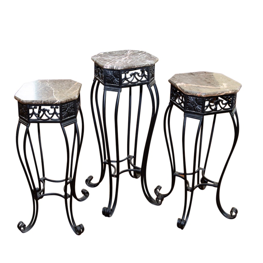 Assortment of Three Marble Top Accent Tables