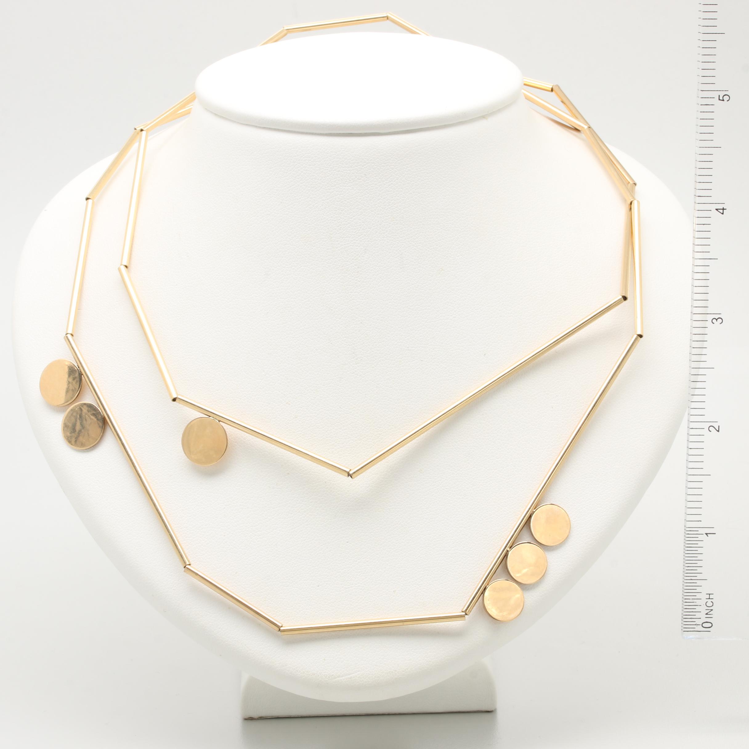 Circa 1960s Modernist Betty Cooke 14K Yellow Gold Necklace