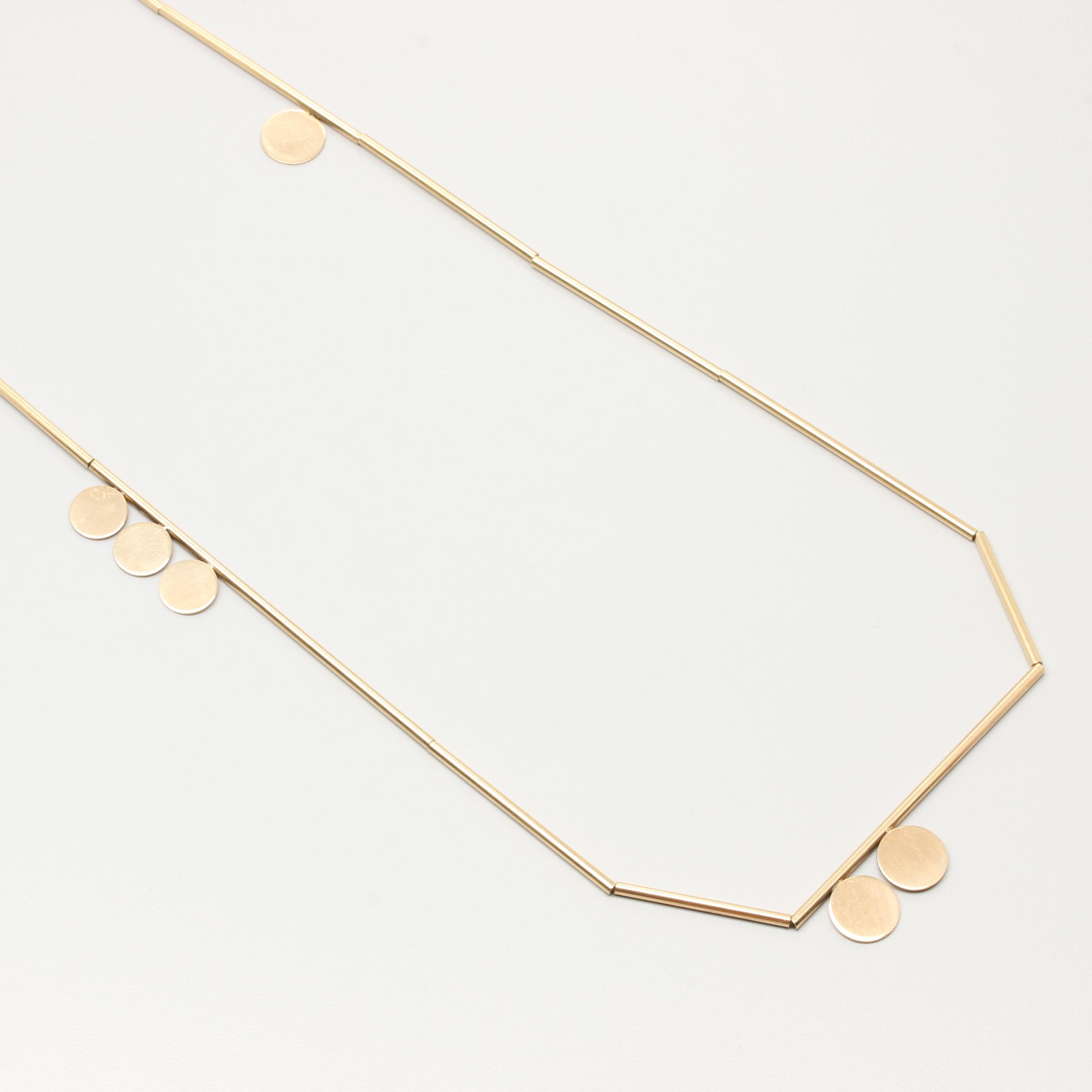 Circa 1960s Modernist Betty Cooke 14K Yellow Gold Necklace