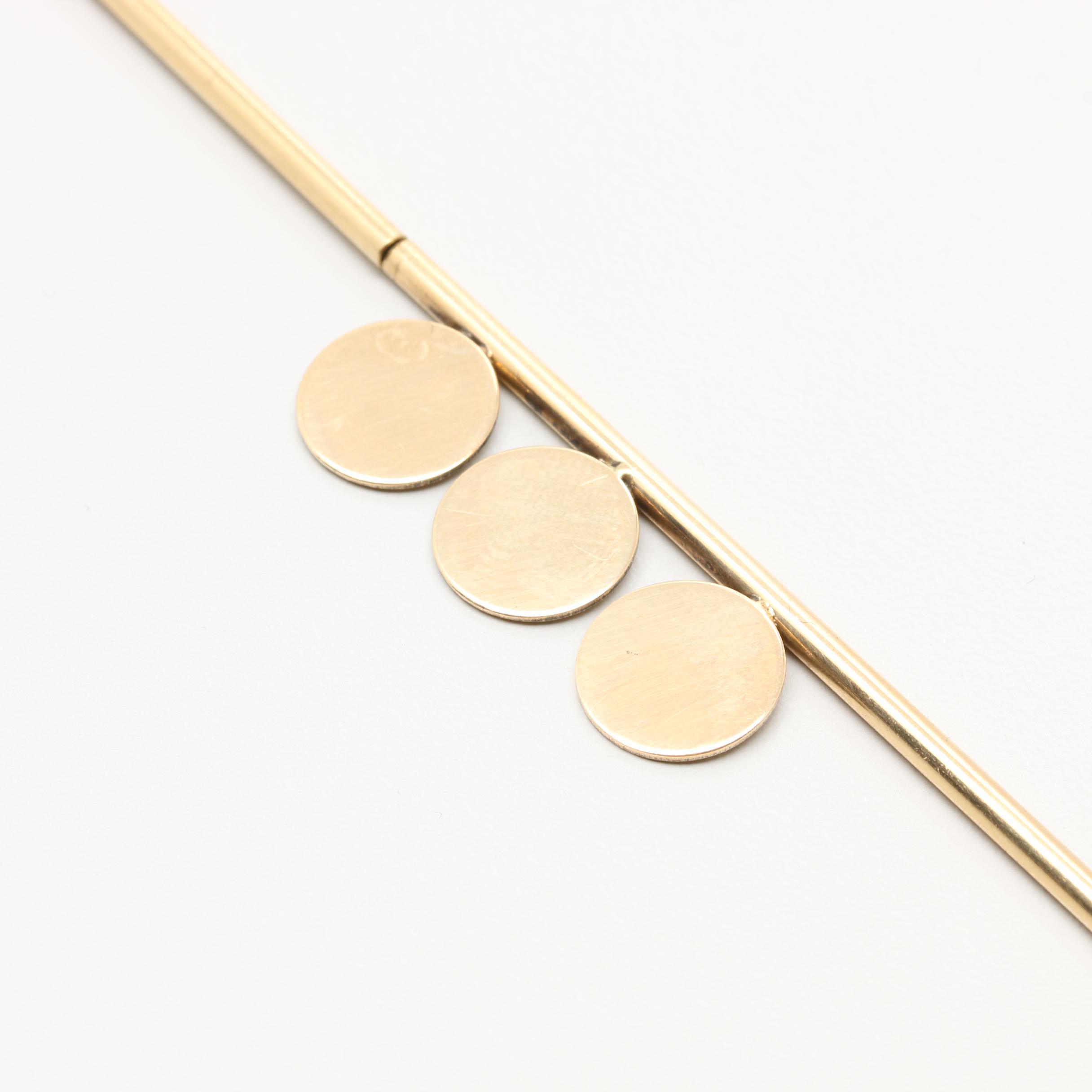 Circa 1960s Modernist Betty Cooke 14K Yellow Gold Necklace