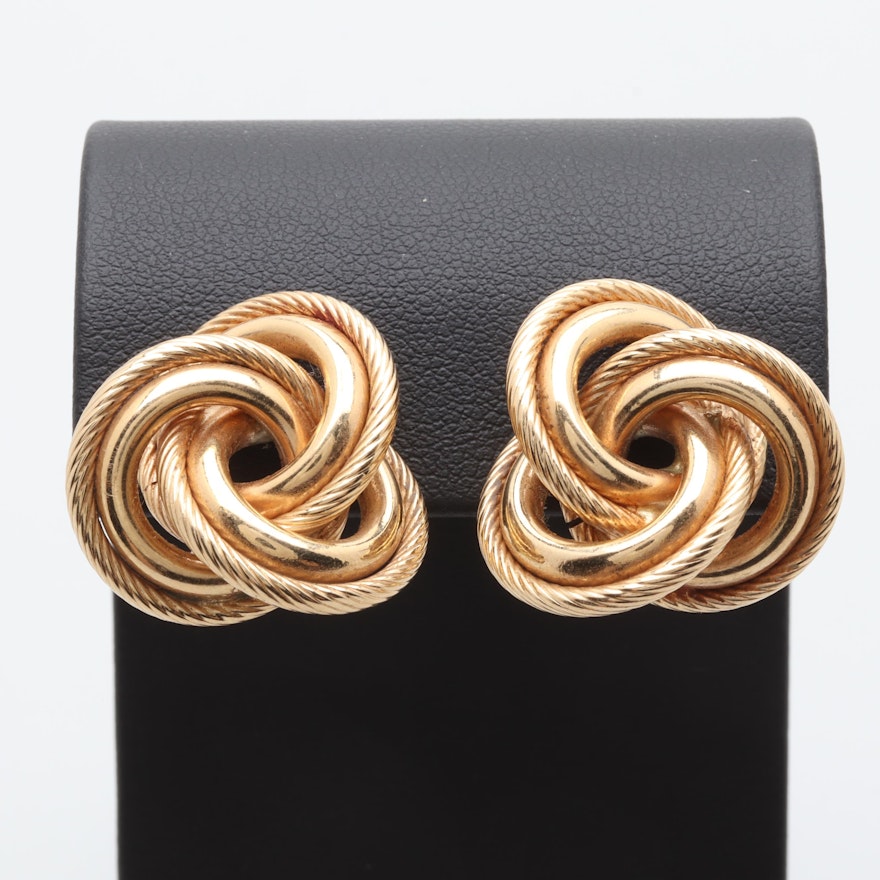 14K Yellow Gold Entwined Circles Earrings