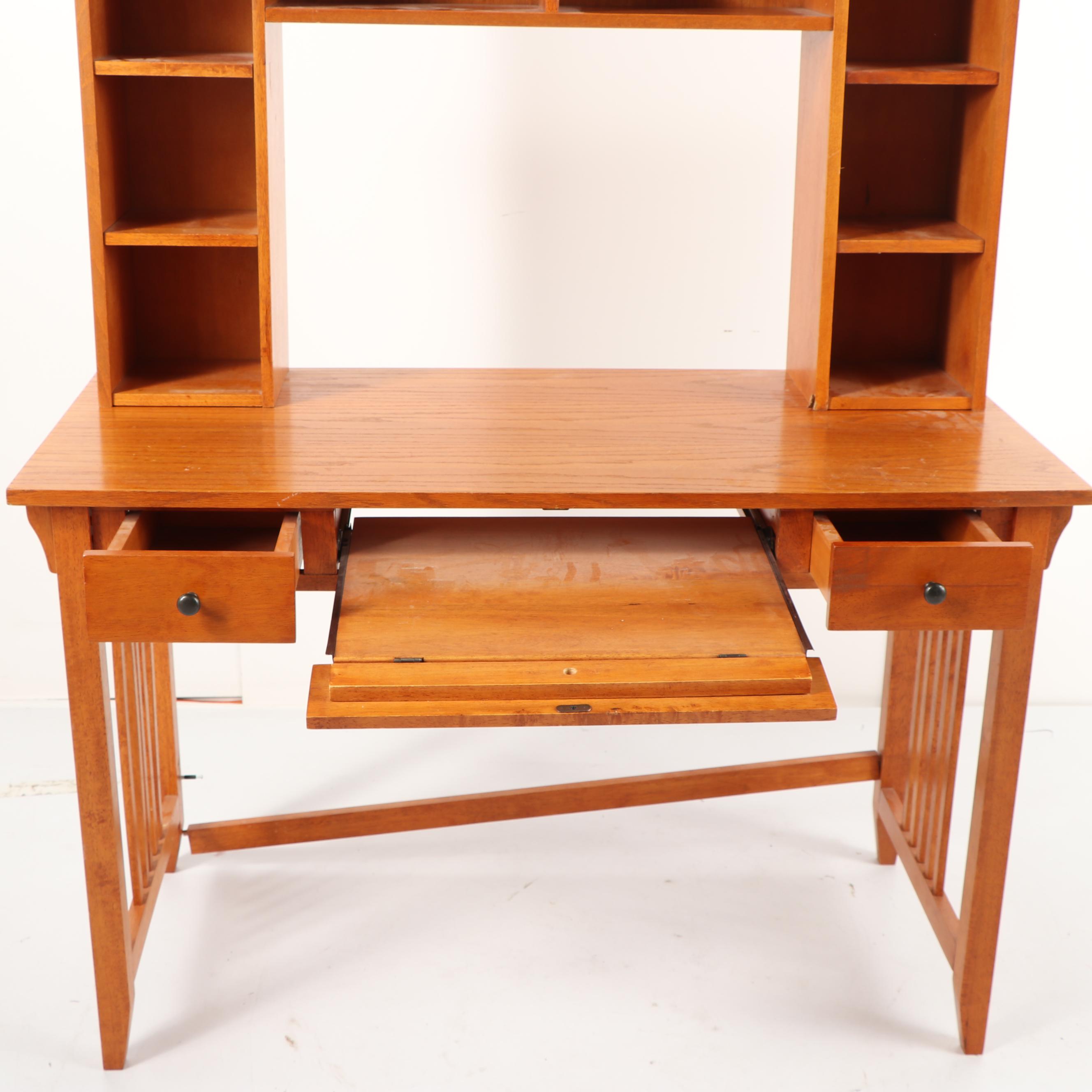 Mission Style Desk with Storage Hutch