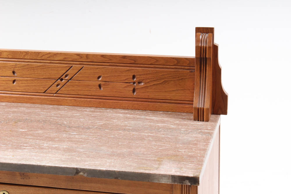 Marble-Topped Wood Dresser