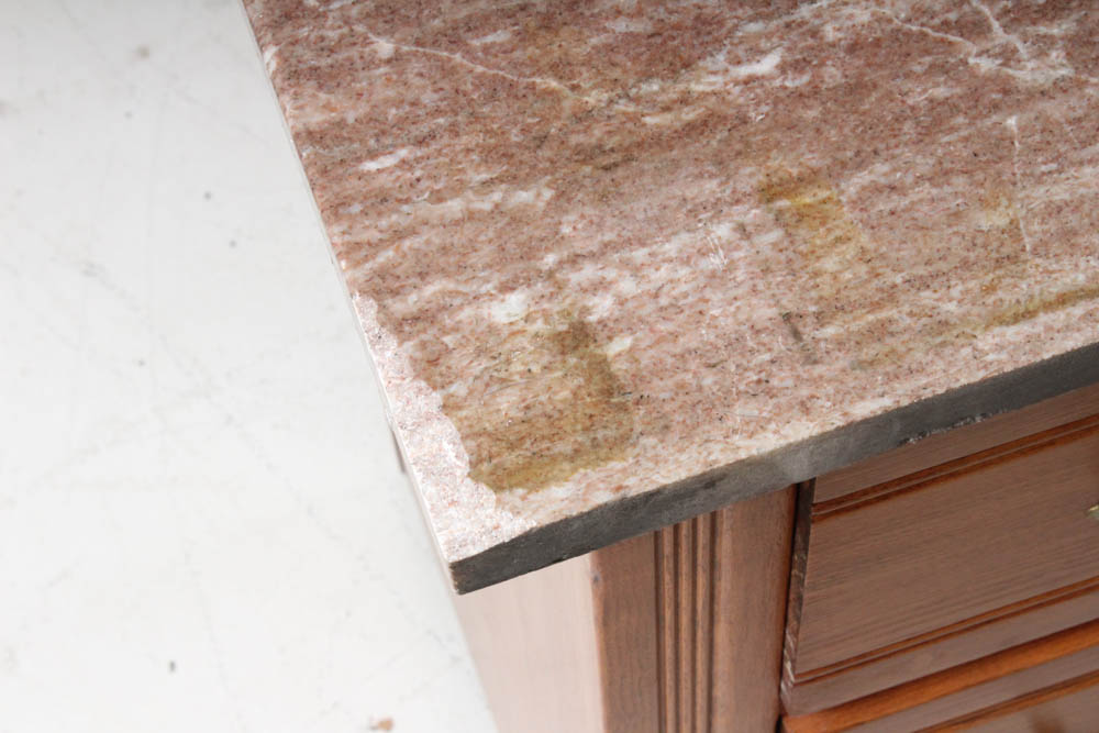 Marble-Topped Wood Dresser