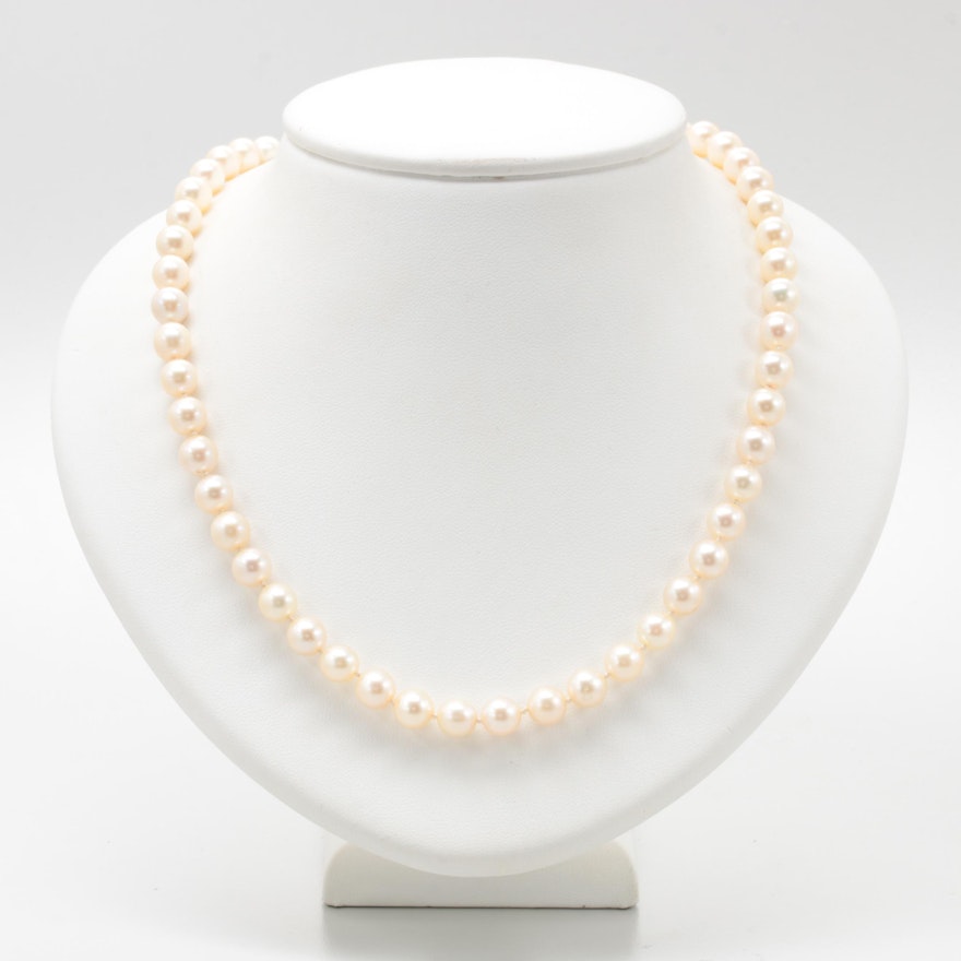 14K Yellow Gold Cultured Pearl Necklace