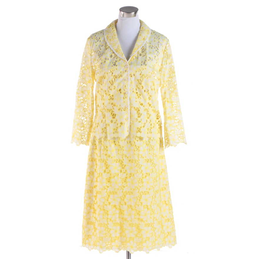 Lilly Pulitzer Yellow Eyelet Lace Dress Suit