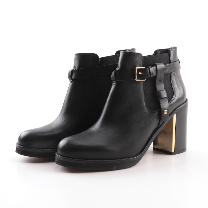 Women's Topshop Black Leather Ankle Boots