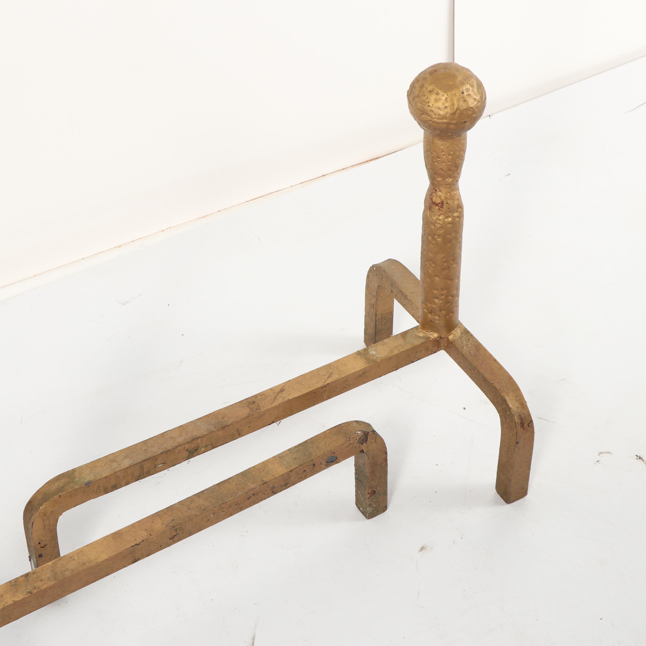 Cast Brass Planished Andirons