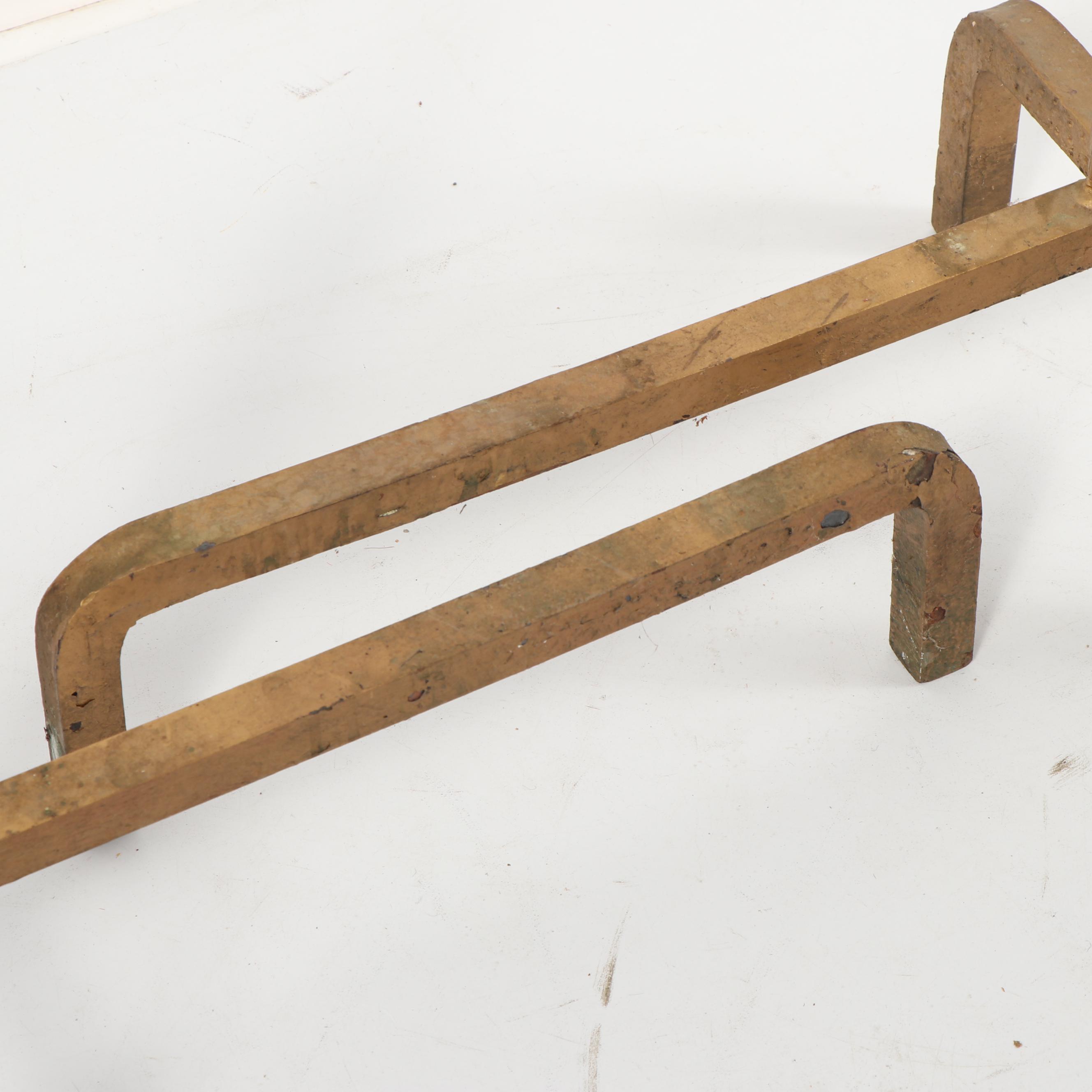 Cast Brass Planished Andirons