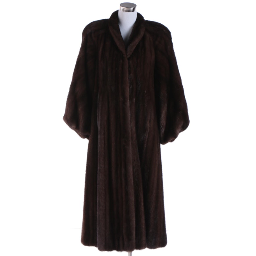 Women's Vintage Grosvenor Dark Brown Mink Fur Full-Length Coat