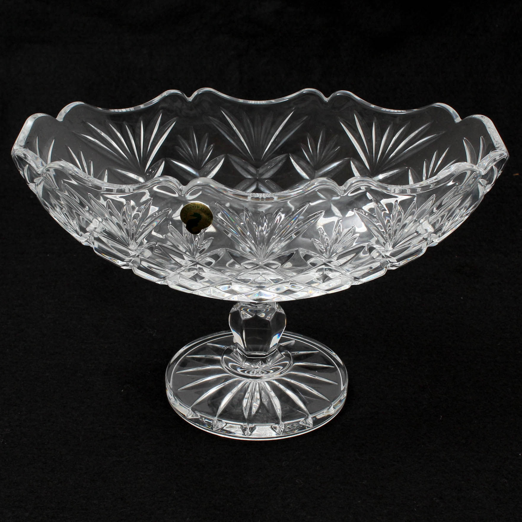 Waterford Crystal Tom Brennan Signed Artisan Collection Scalloped Boat Bowl