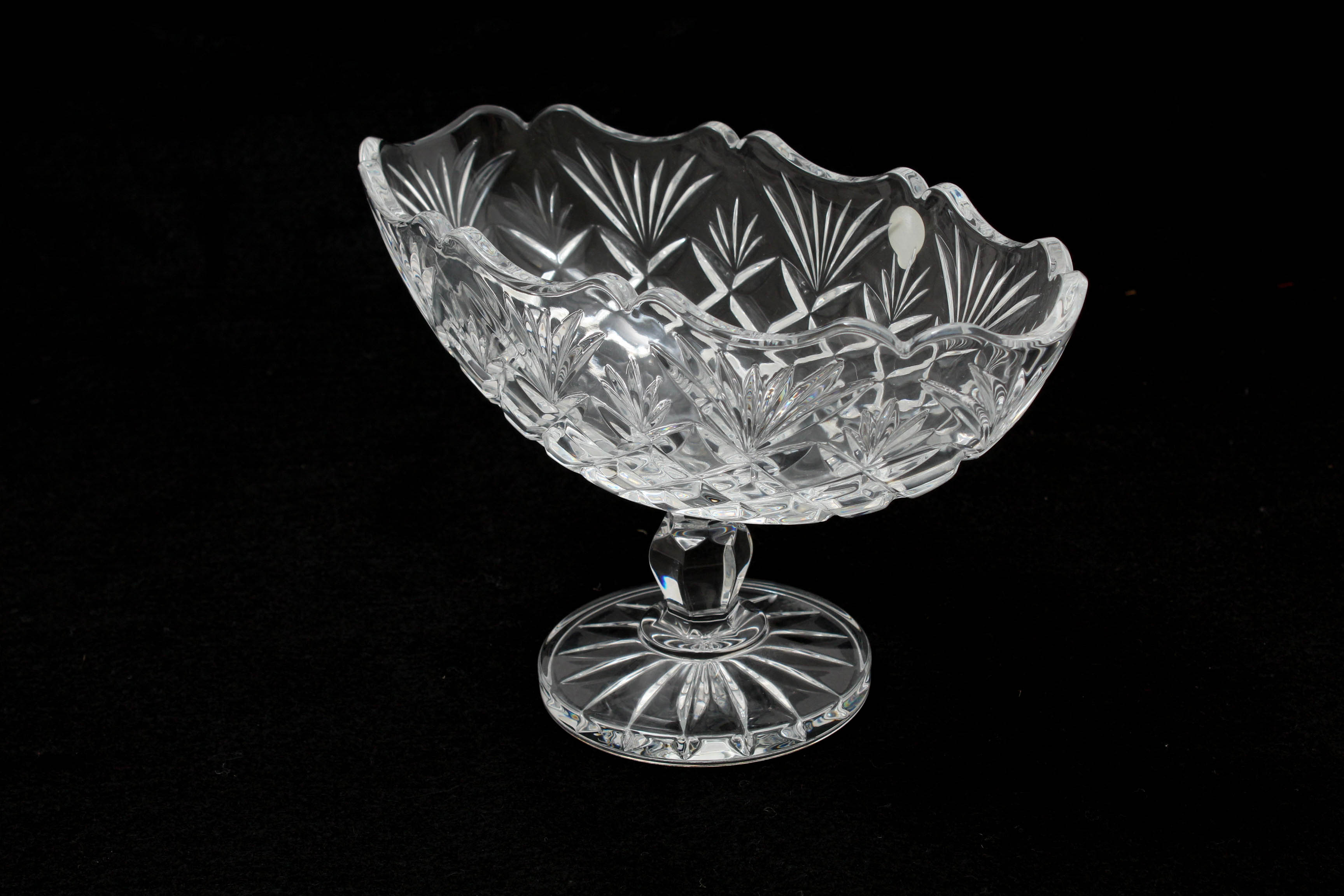 Waterford Crystal Tom Brennan Signed Artisan Collection Scalloped Boat Bowl