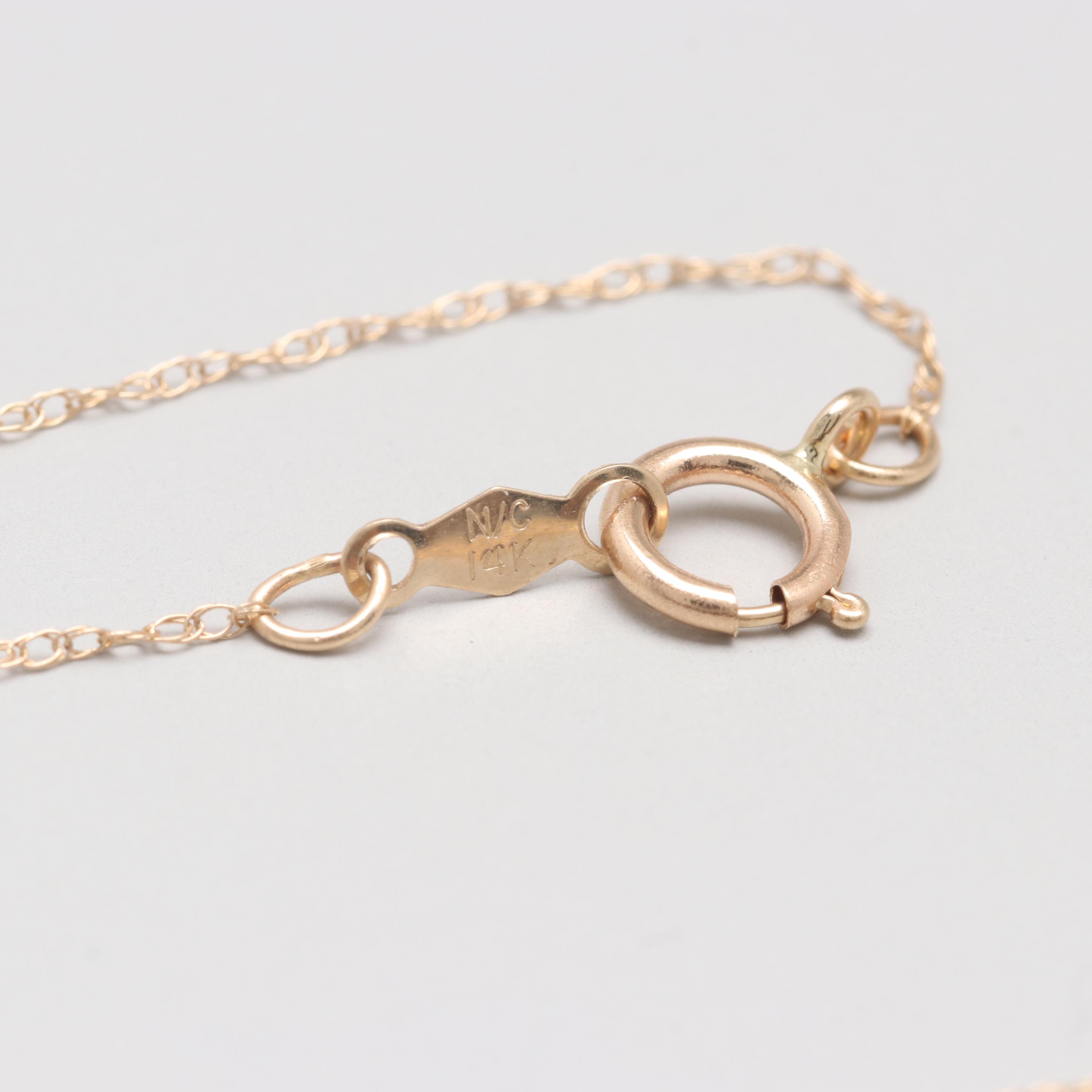 14K Yellow Gold Diamond Pendant Necklace