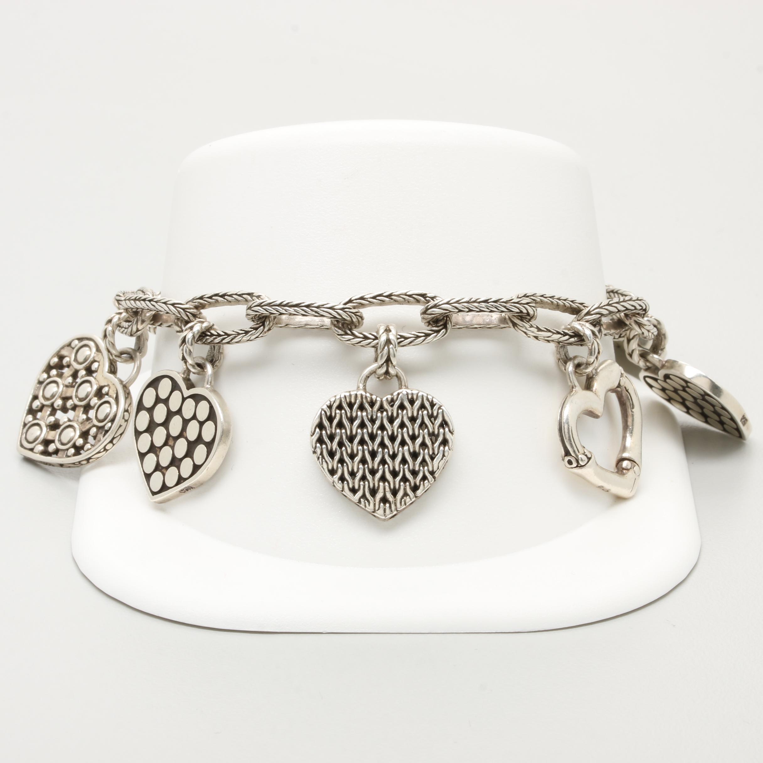 John Hardy Sterling Silver Hearts Charm Bracelet
