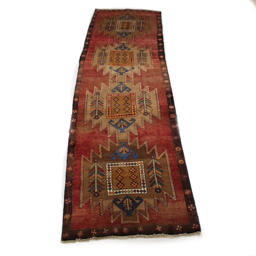 Semi-Antique Hand-Knotted Persian Kurdish Long Rug