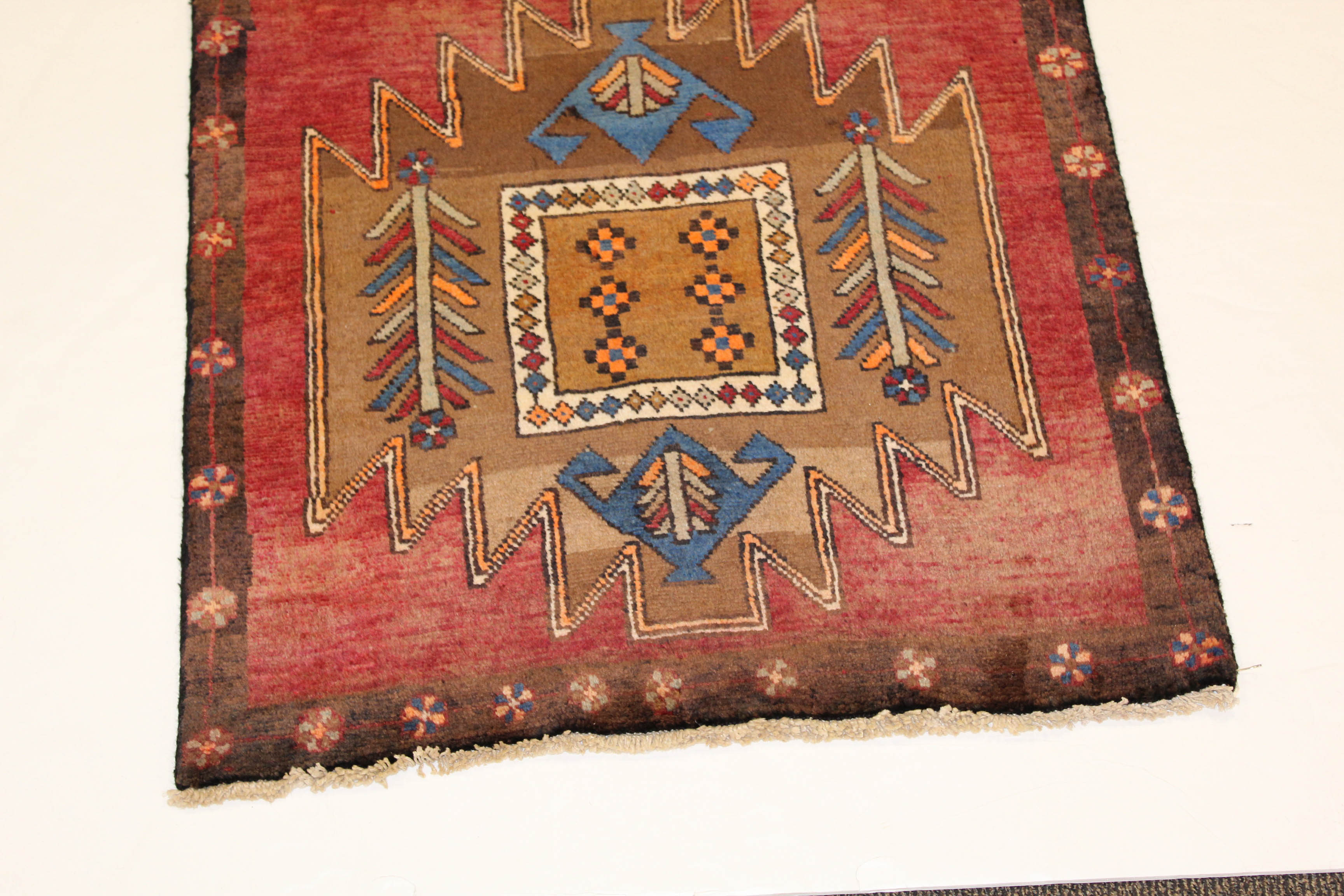 Semi-Antique Hand-Knotted Persian Kurdish Long Rug