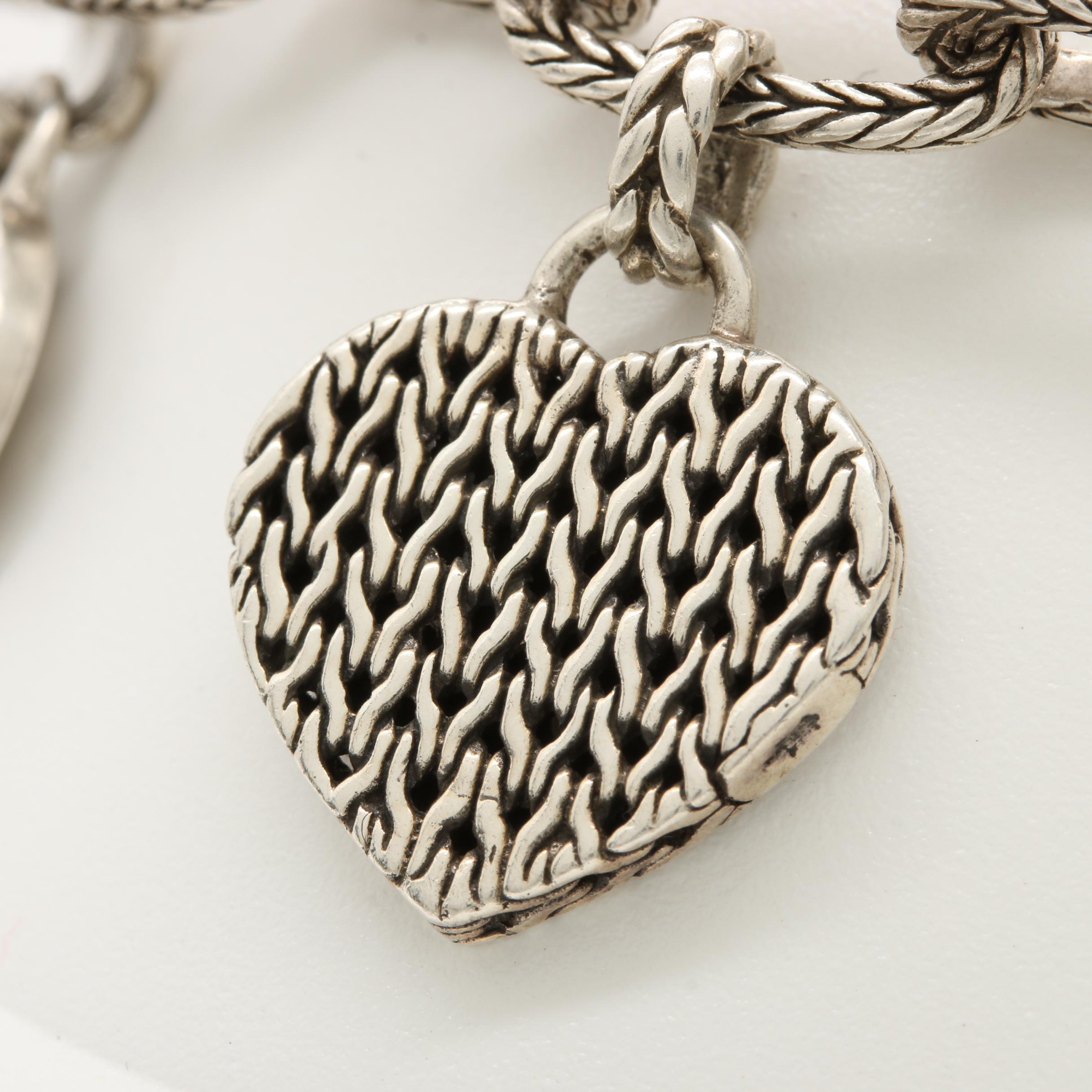John Hardy Sterling Silver Hearts Charm Bracelet