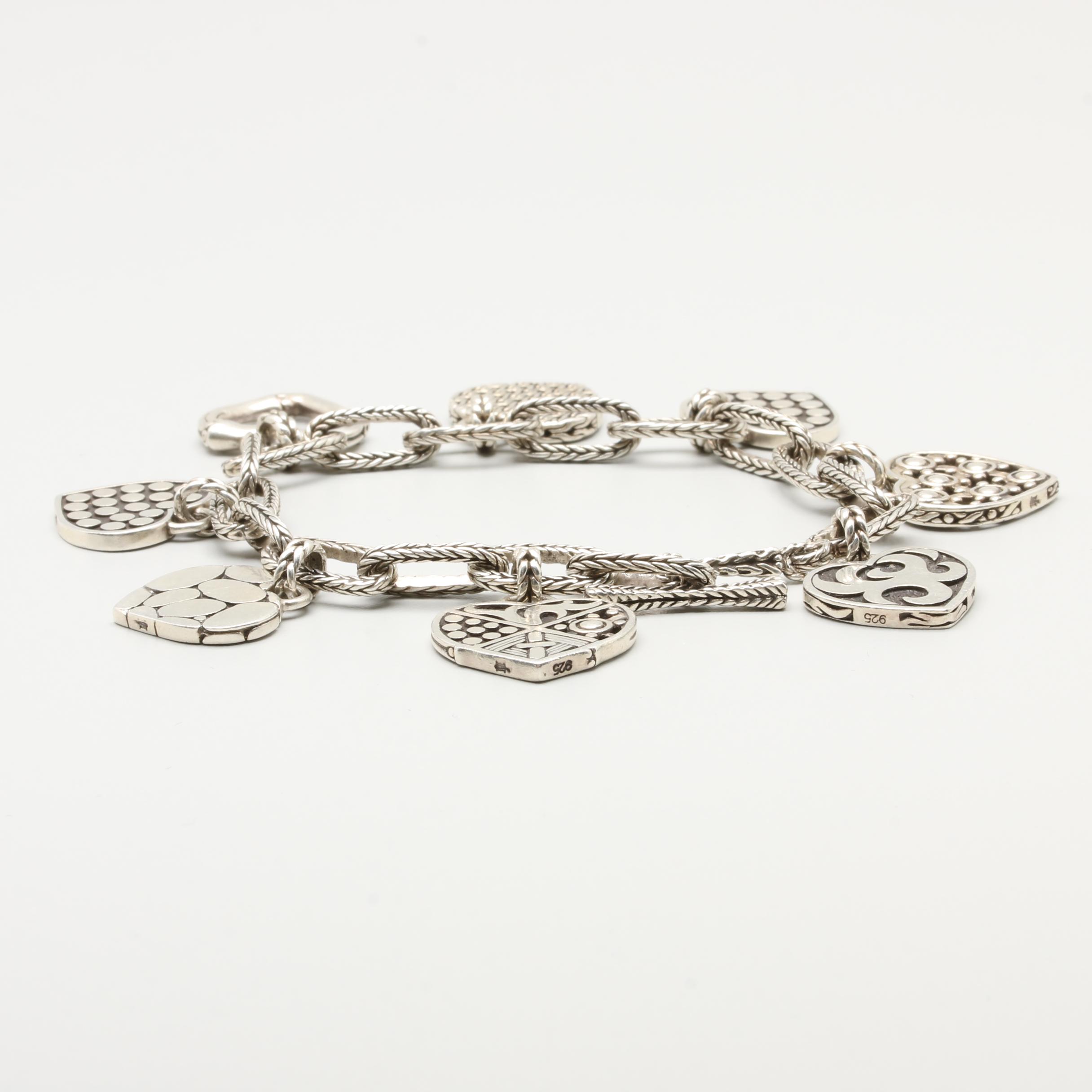 John Hardy Sterling Silver Hearts Charm Bracelet