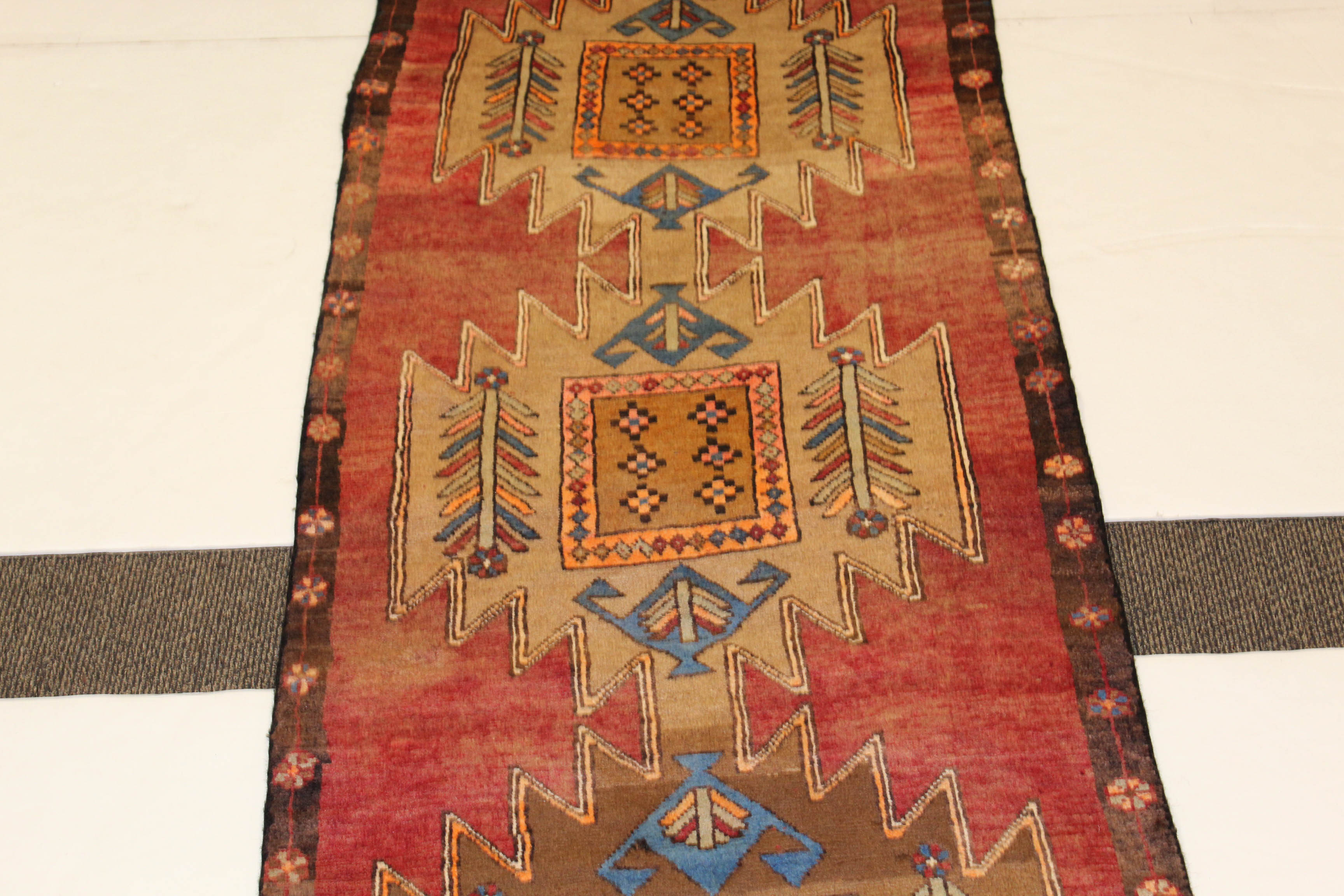 Semi-Antique Hand-Knotted Persian Kurdish Long Rug