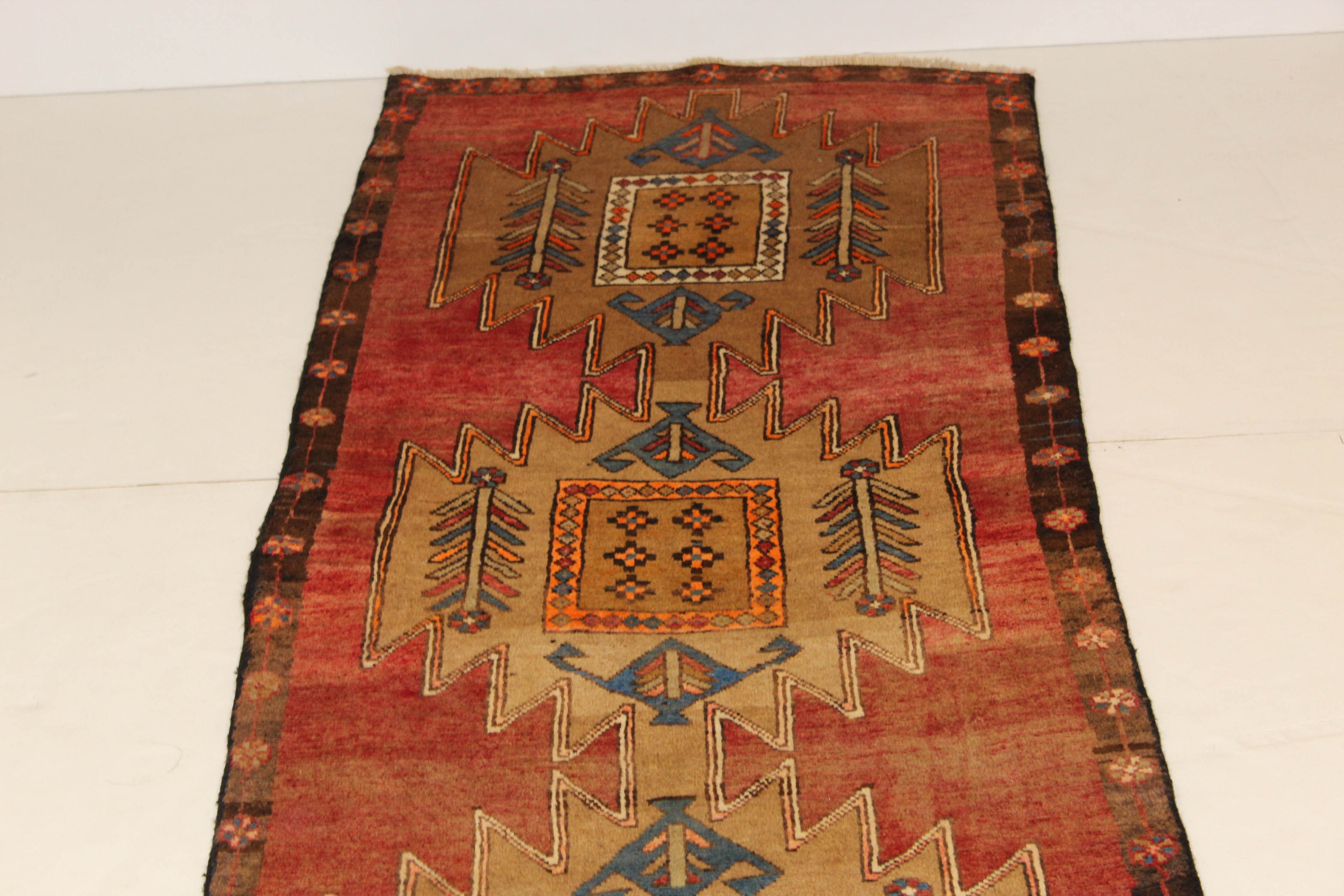 Semi-Antique Hand-Knotted Persian Kurdish Long Rug