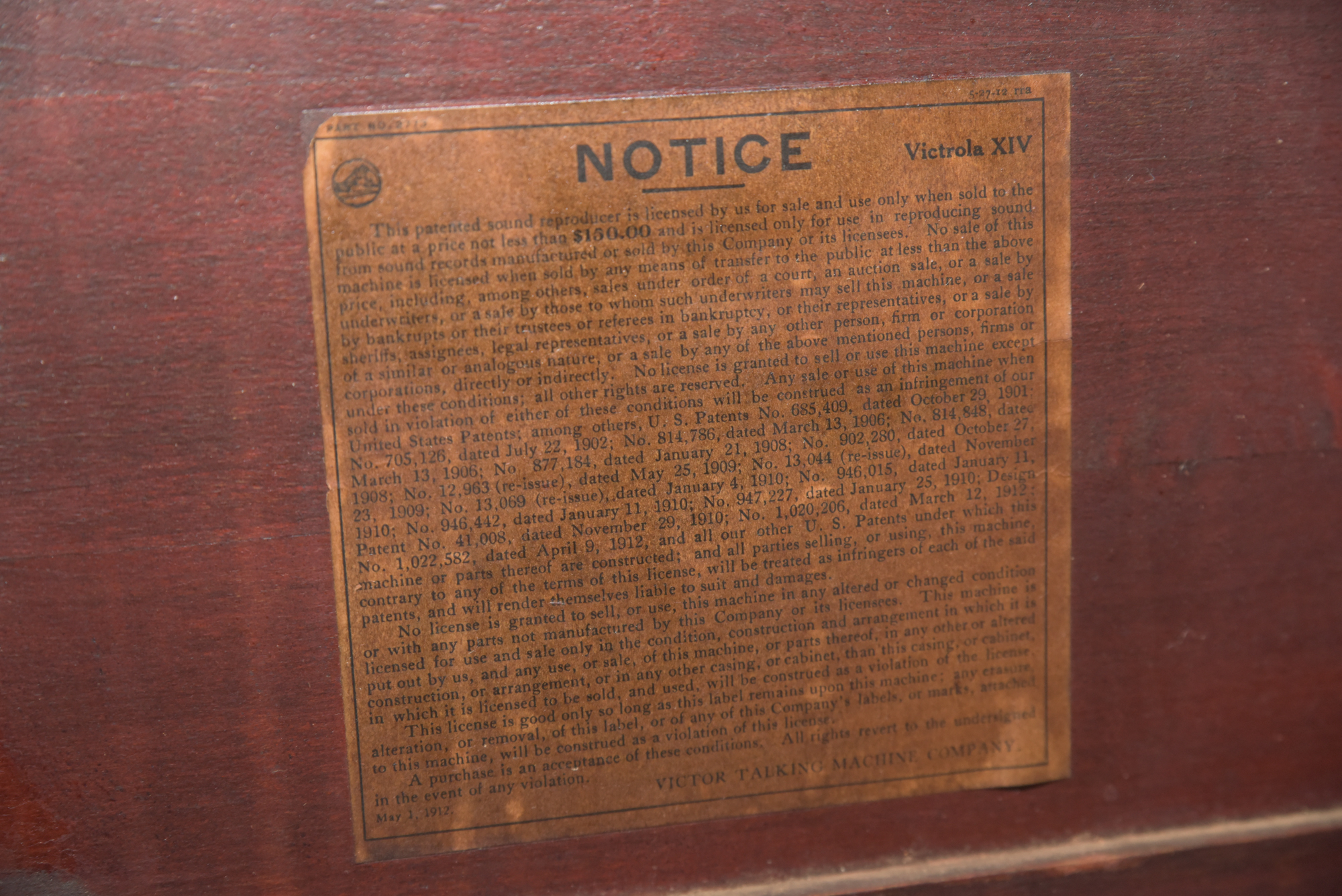 Circa 1912 Mahogany Victor-Victrola