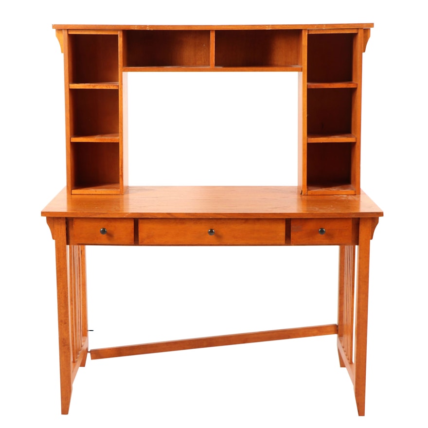 Mission Style Desk with Storage Hutch