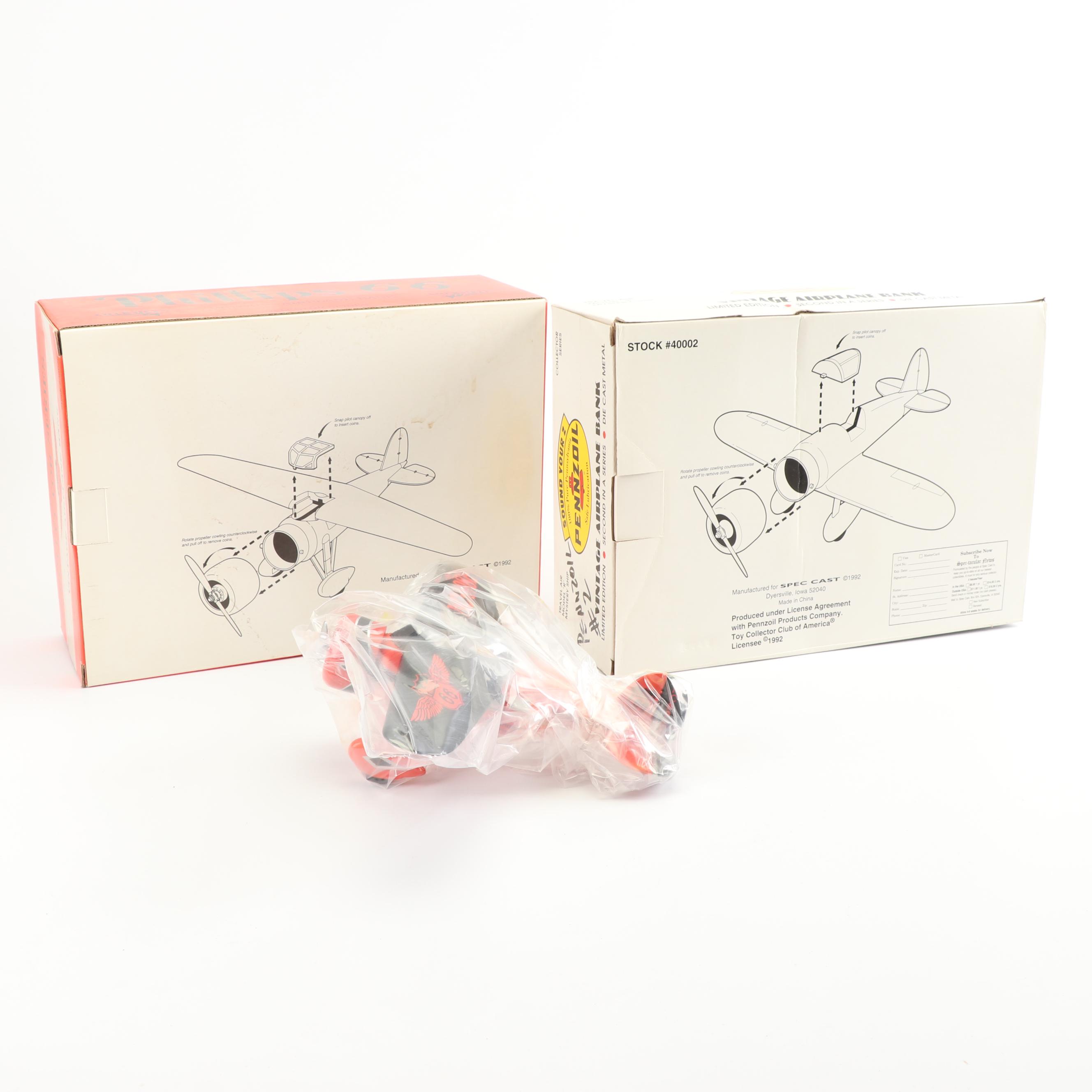 Die-Cast Airplane Coin Banks including Pennzoil