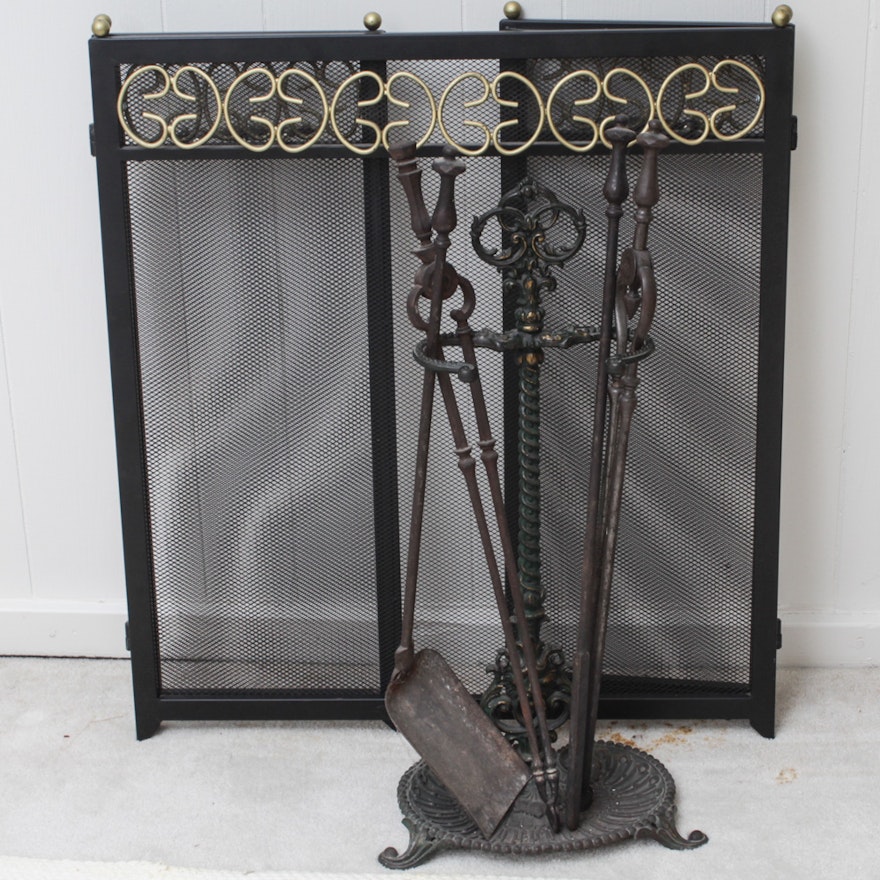 Fireplace Screen and Tools