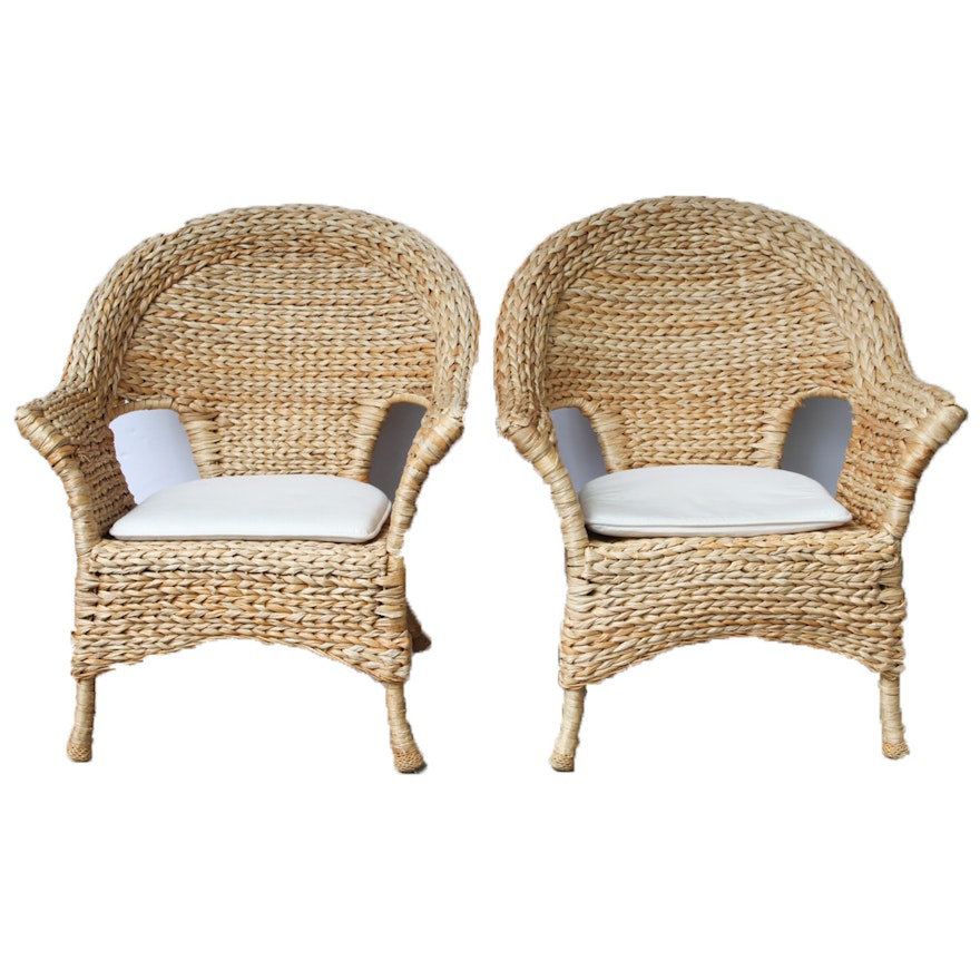 Woven Rush Patio Arm Chairs