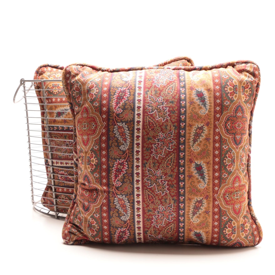 Decorative Wire Basket and Accent Pillows