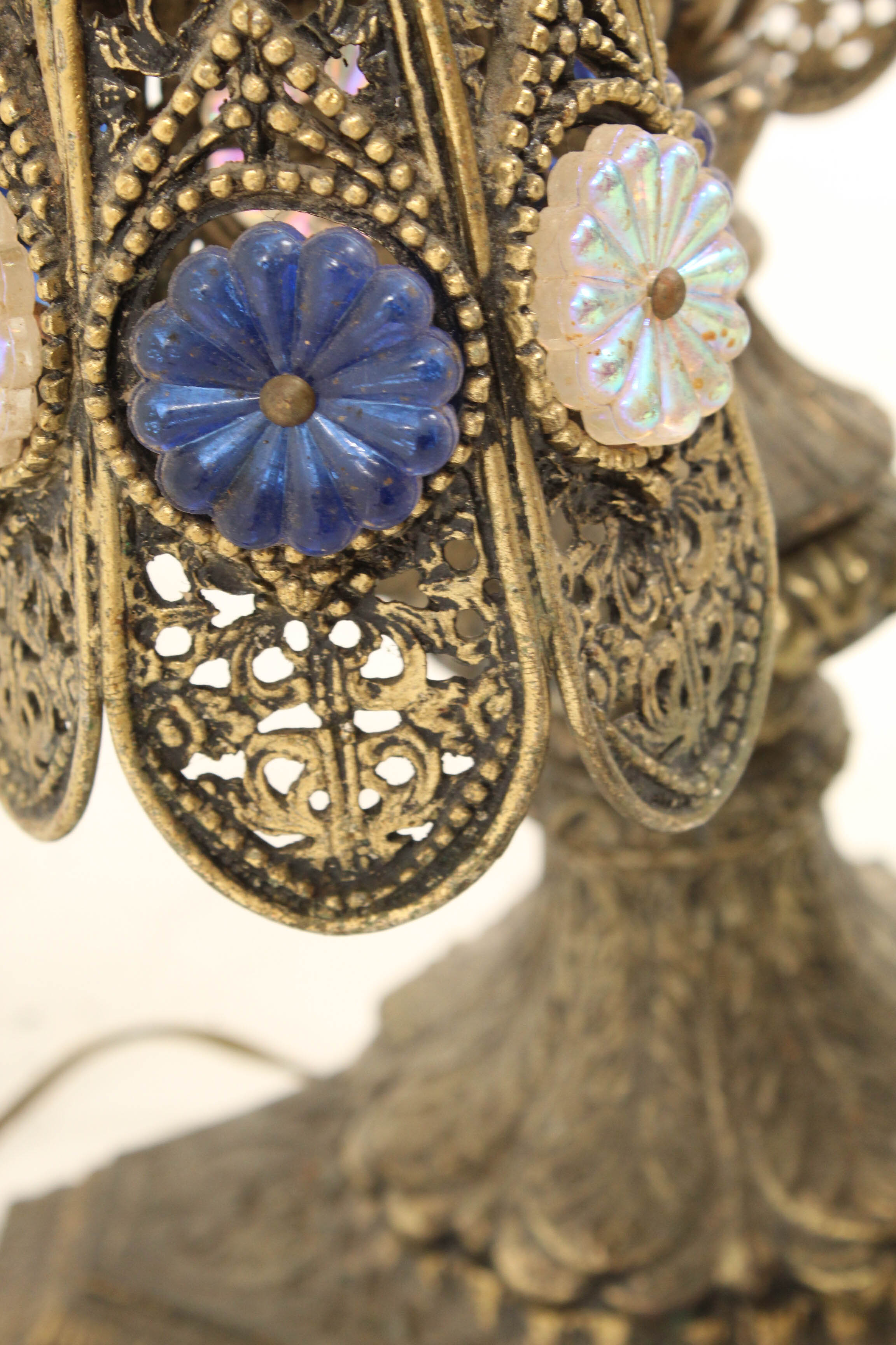 Mid Century Neo-Baroque Reticulated Cast Metal Centerpiece Lamp