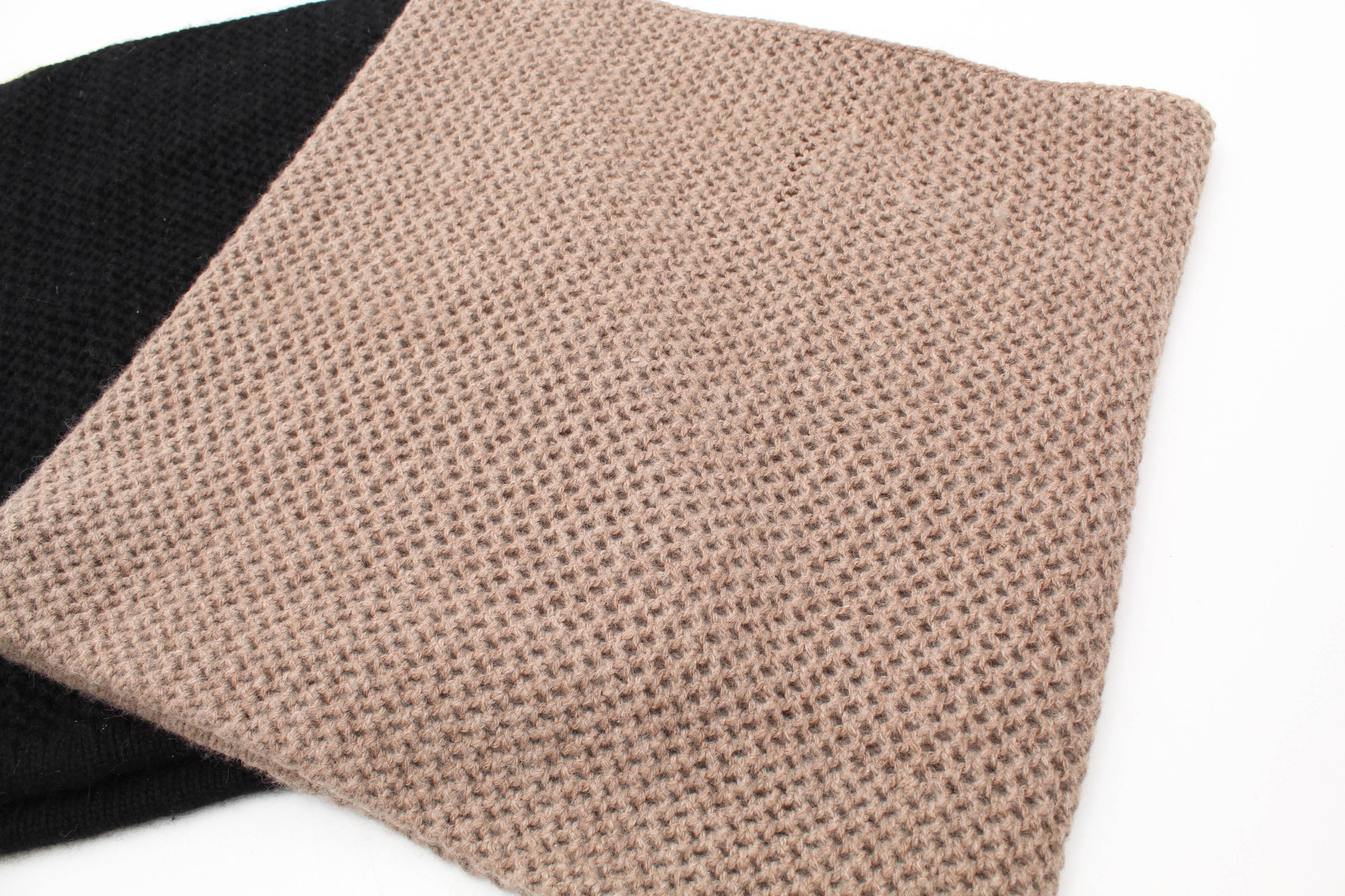 Portolano Cashmere Knit Infinity Scarves in Beige and Black