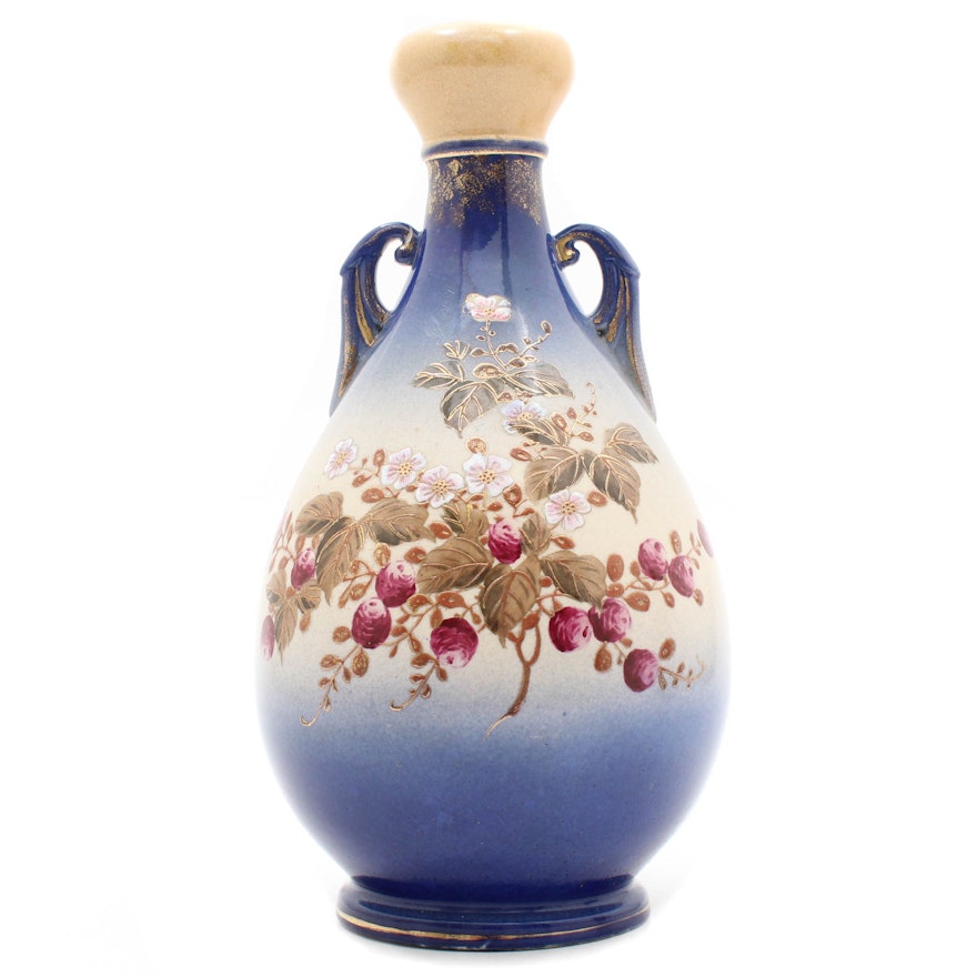 Hand-Painted Decorative Stoneware Vase