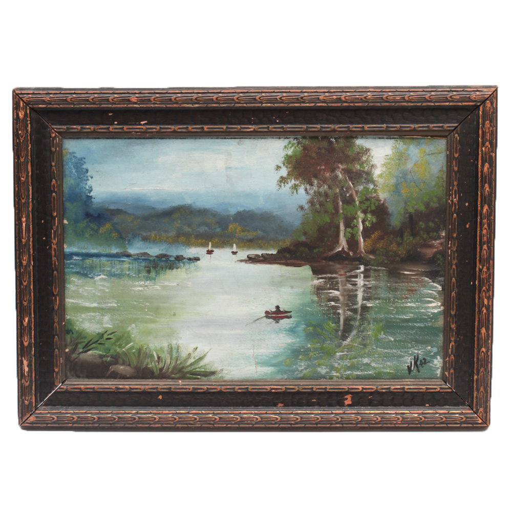 W.A. Von Korff 1942 Landscape Oil Painting