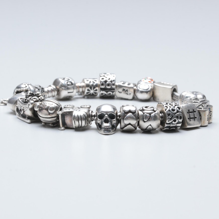 Pandora Sterling Silver Charm Bracelet with Sterling Charms