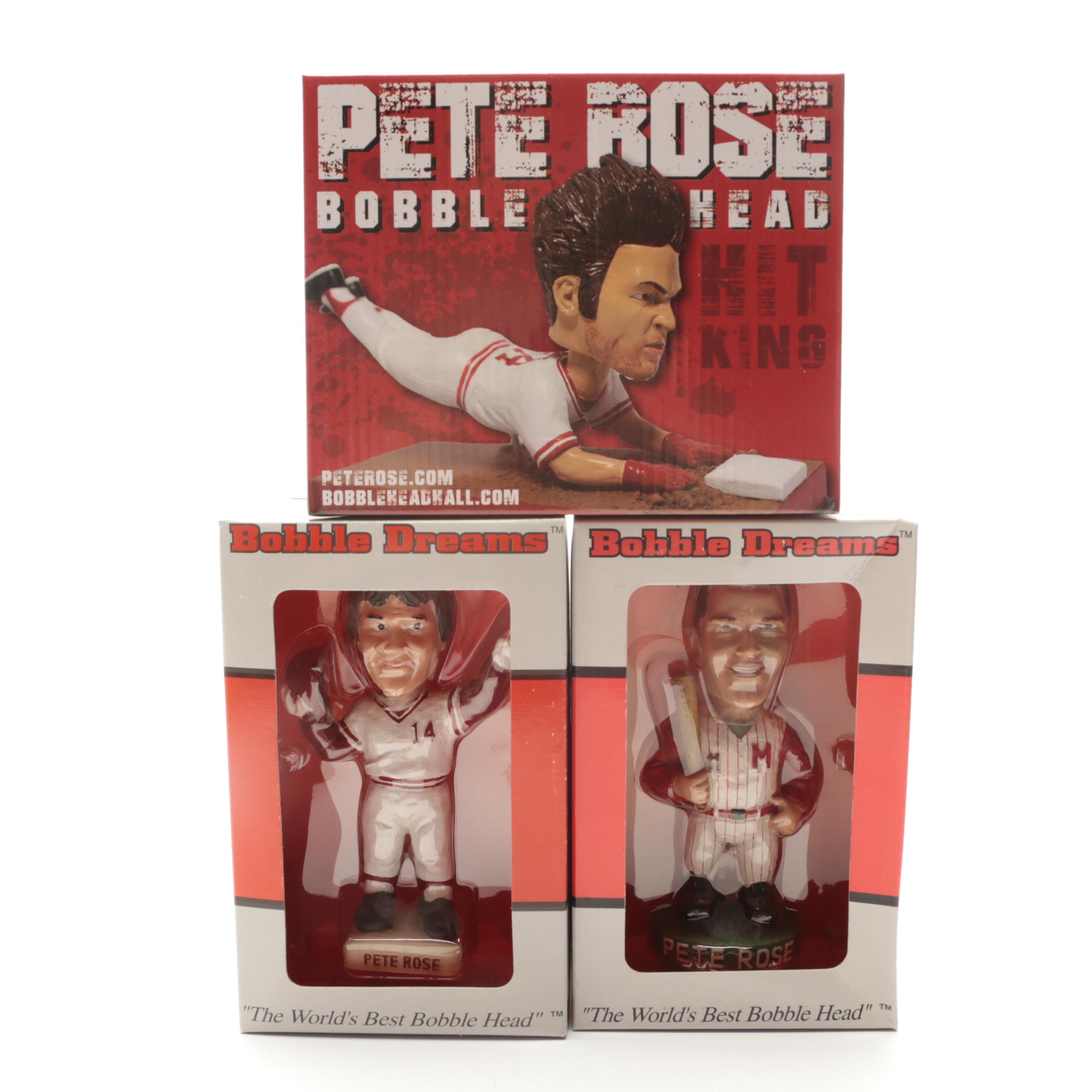 Three Pete Rose Bobblehead Dolls With Original Boxes