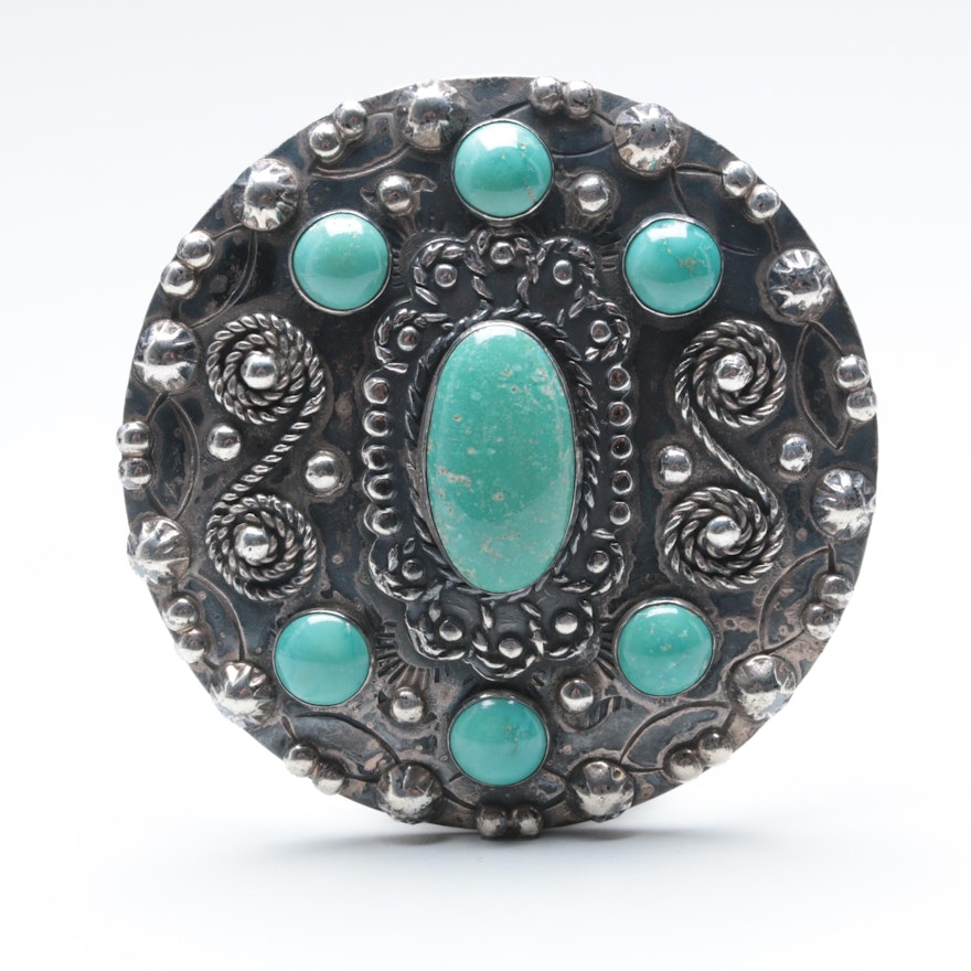 Sterling Silver Turquoise Brooch