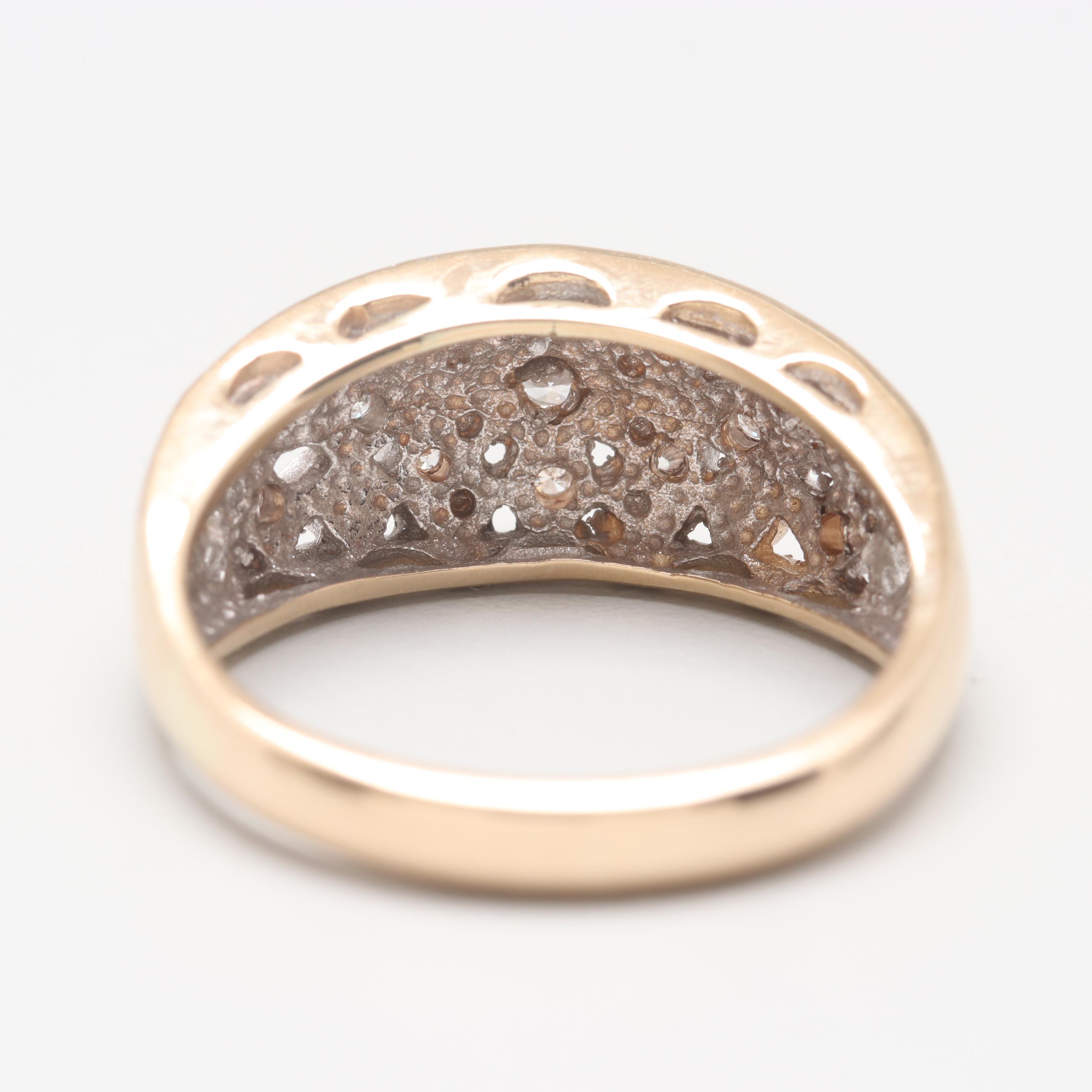 14K Yellow Gold Diamond Openwork Ring