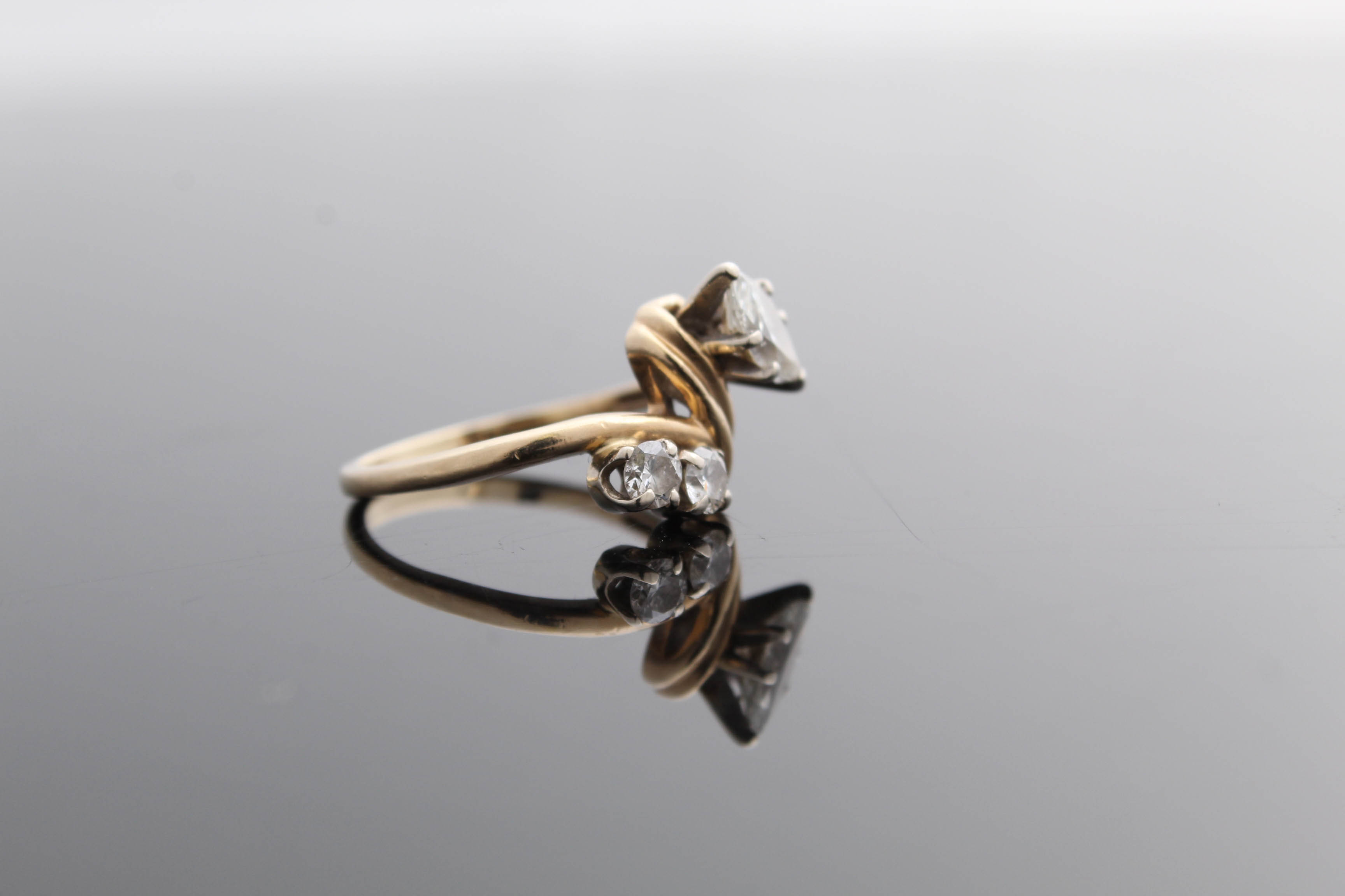 14K Yellow Gold and Diamond Ring