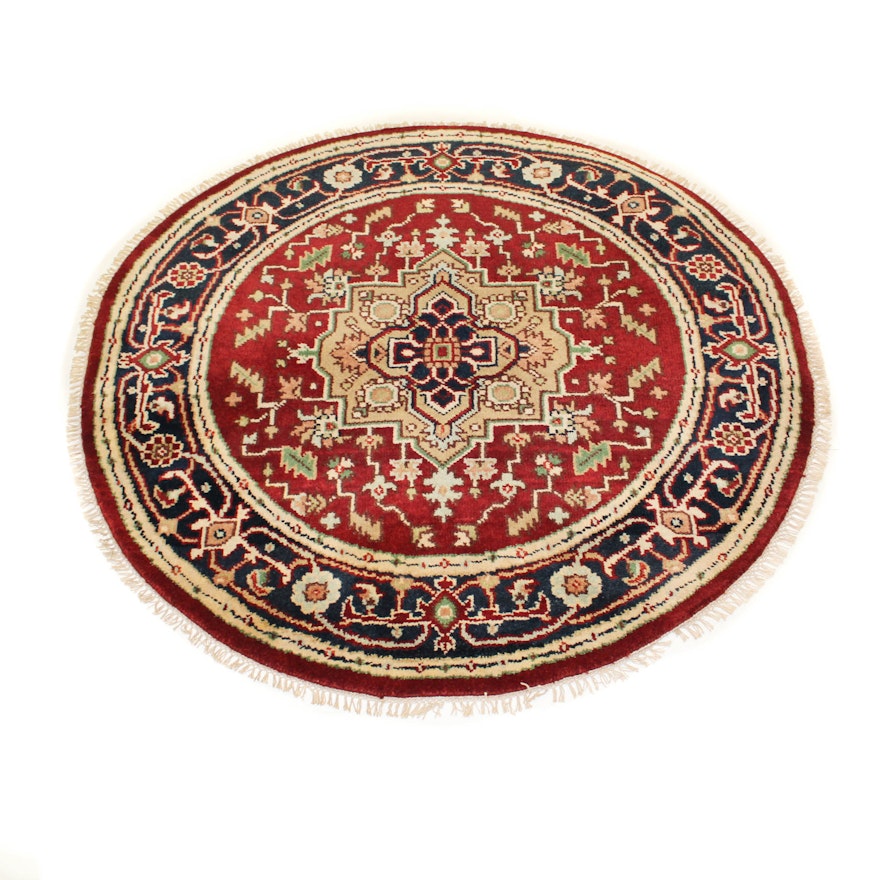 Hand Knotted Indo-Persian Round Accent Rug